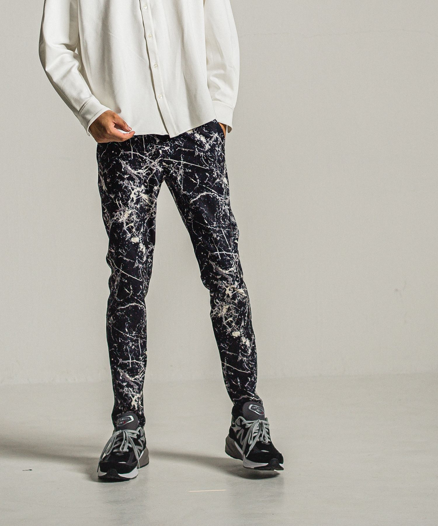 CHRIS EASY PANTS / RC34-ST-016 / ペイント柄イーシーパンツ / ブラック