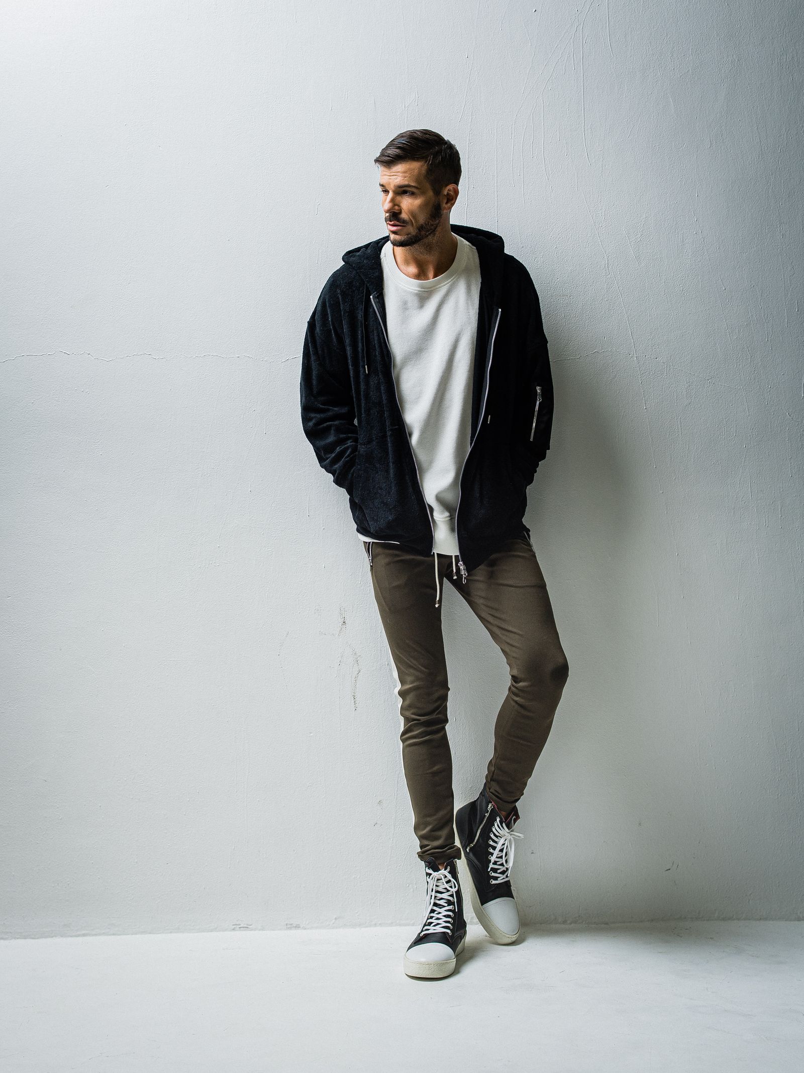 WEST PILE ZIP LOOSE HOODIE / RC27-C-008 / パイルジップパーカー / ブラック