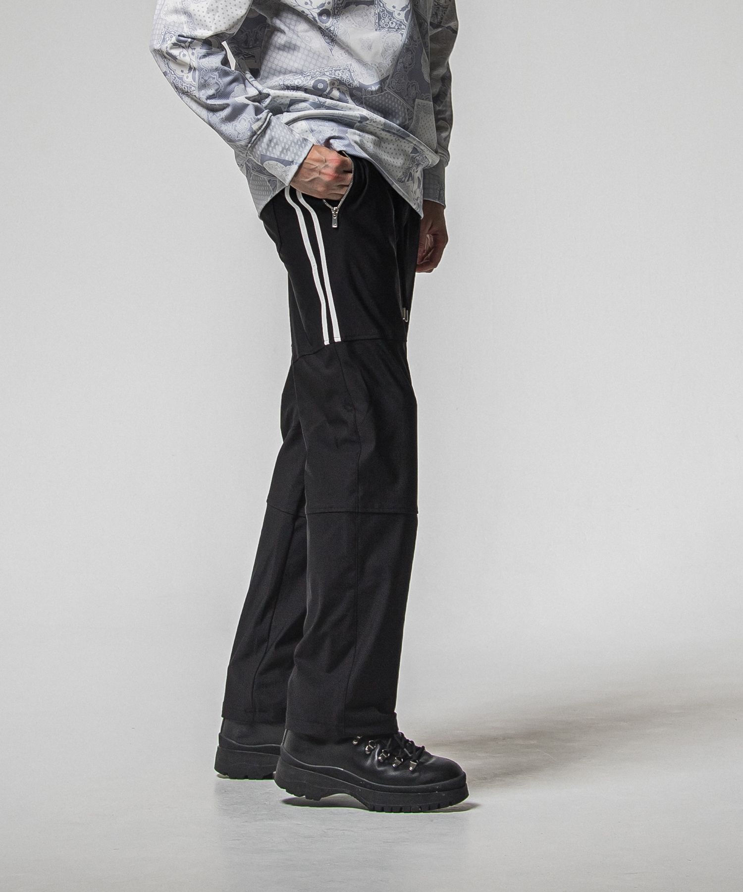 JOHNSON LINE HEAT WIDE TUCK PANTS / RC38-ST-009HWT / 裏起毛ジョンソンラインワイドタックパンツ / ブラック×ホワイト (10月下旬入荷予定)