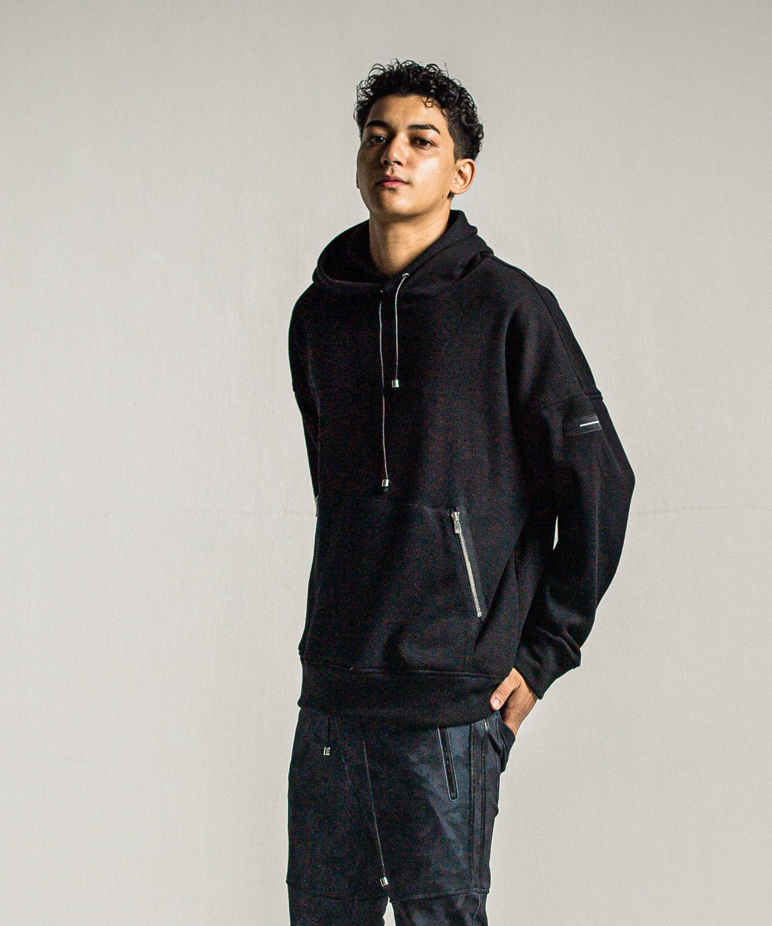 SHAGGY FLEECE THERMAL PULLOVER HOODIE / RC34-C-003 / 裏起毛サーマルパーカー / ブラック