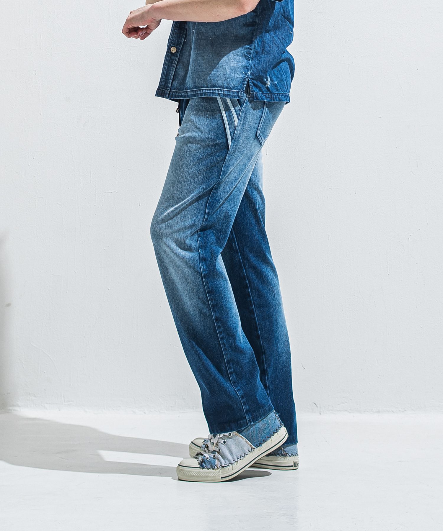 EDGE DENIM SEMI WIDE PT / RC40-ST-014WTD / デニムジャージセミワイドラインパンツ / ダークインディゴ (5月中旬入荷予定)