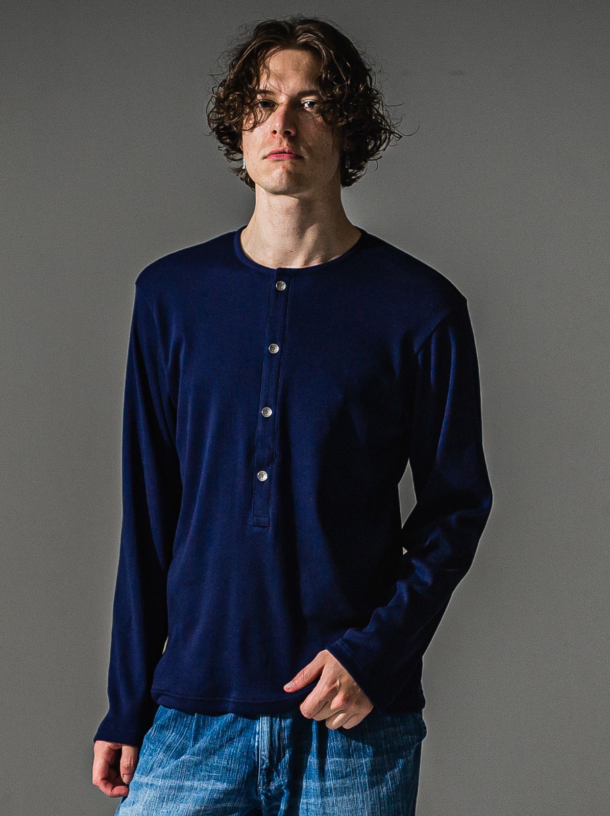 RIB HENRY LONGSLEEVE / RC41-T-005 / リブヘンリーネック長袖Tシャツ / ネイビー (7月中旬入荷予定)