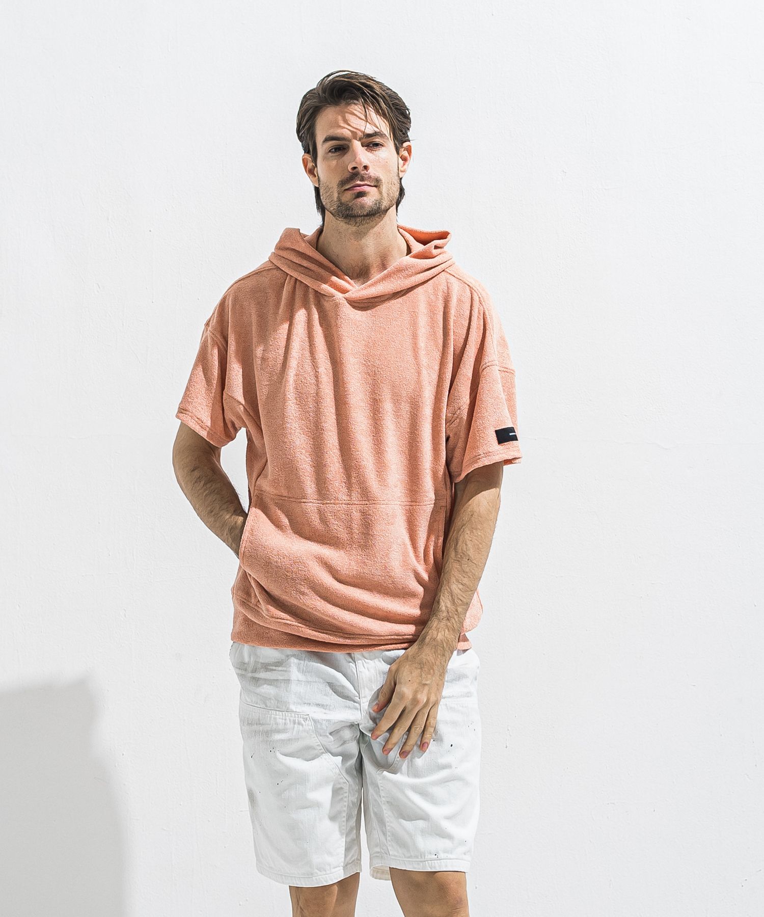 PILE HALF HOODIE / RC40-C-003 / パイル半袖パーカー / ピンク (5月中旬入荷予定)