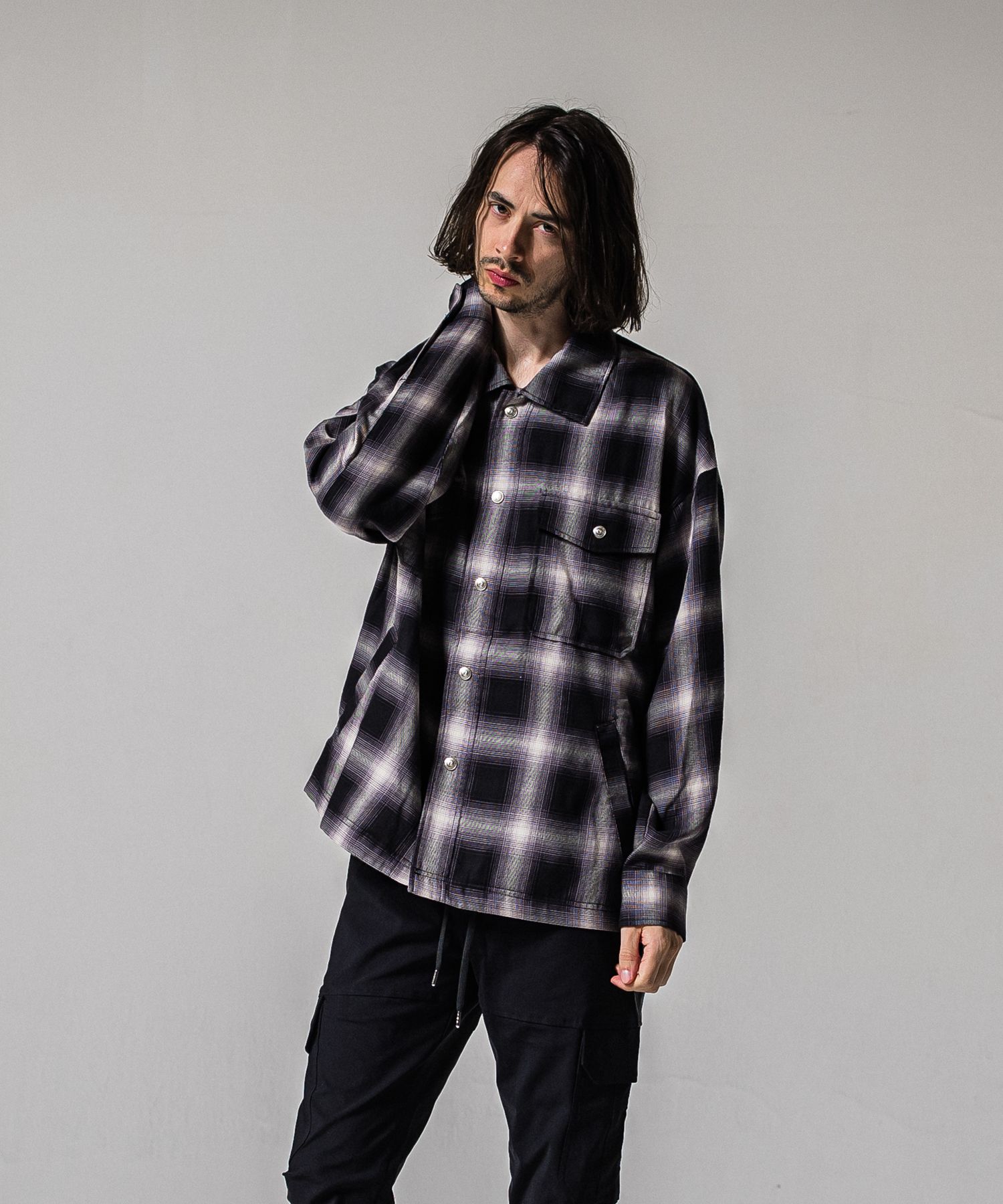 50S CHECK JK / RC39-JK-007C / チェックシャツジャケット / ブラック (2月中旬入荷予定)