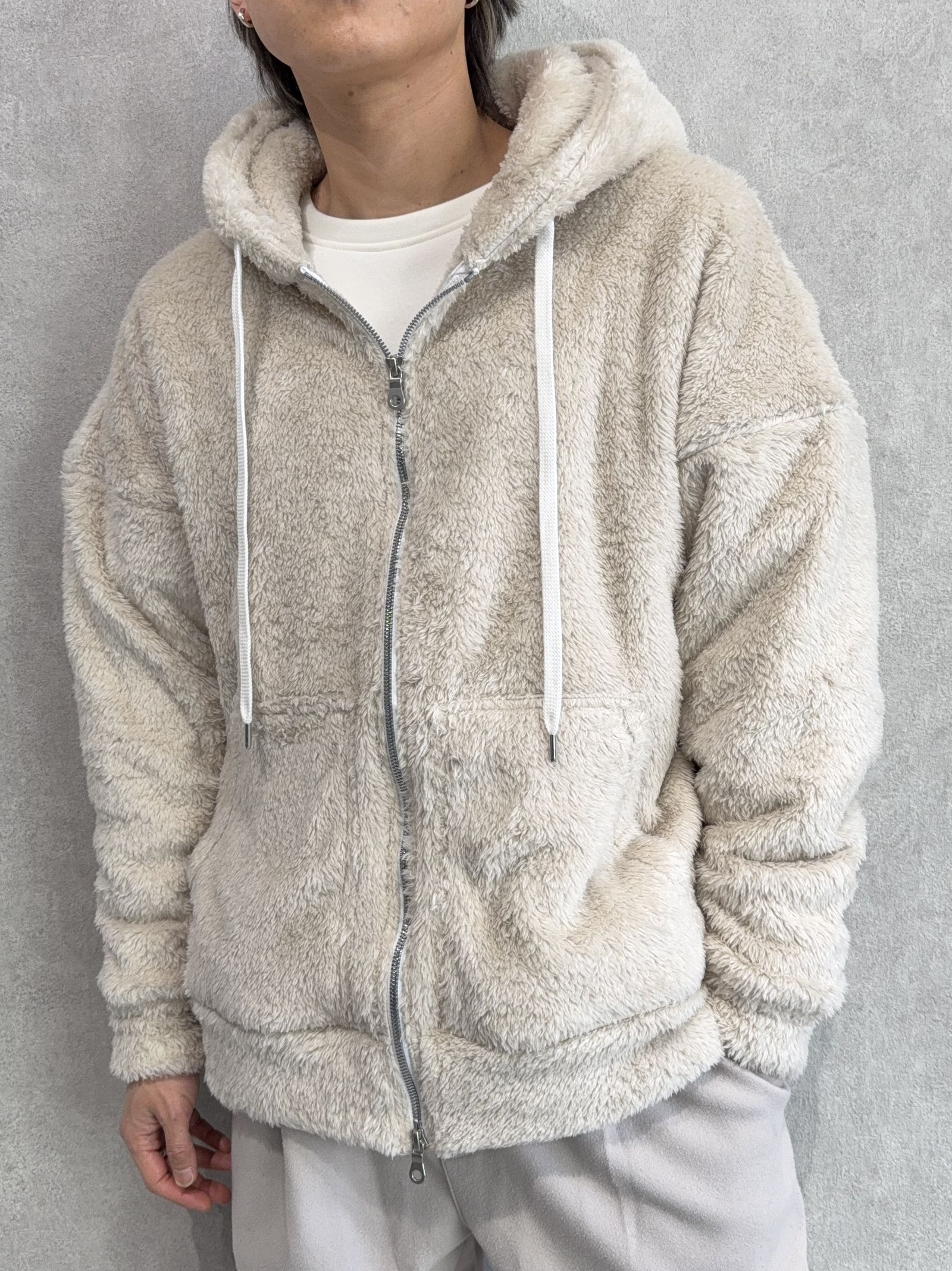 BOA ZIP LOOSE HOODIE / RC38-C-007 / ボアジップパーカー / ブラウン