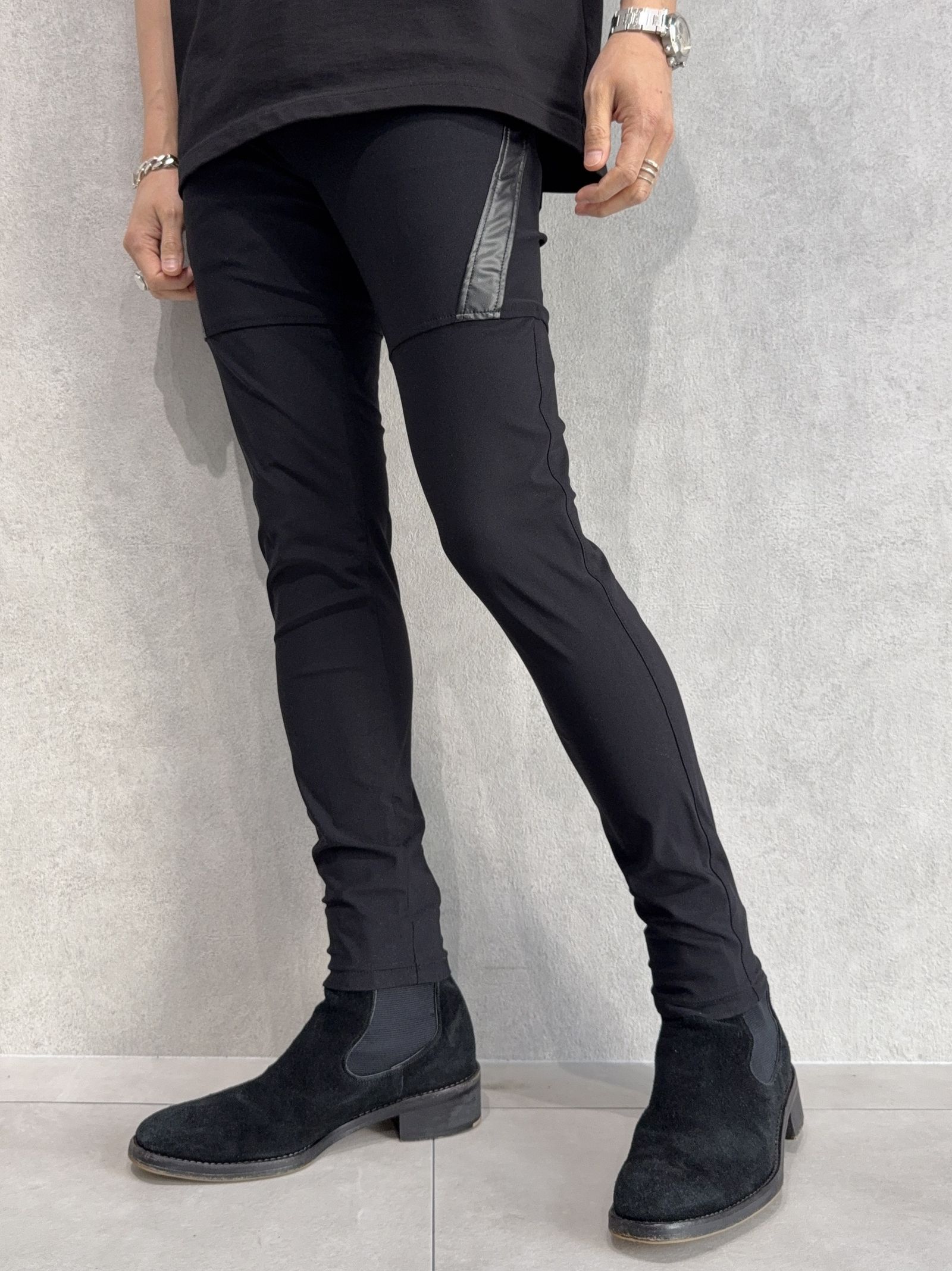 TYLER NYLON PANTS / RC40-ST-026 / レザーラインナイロンパンツ / ブラック
