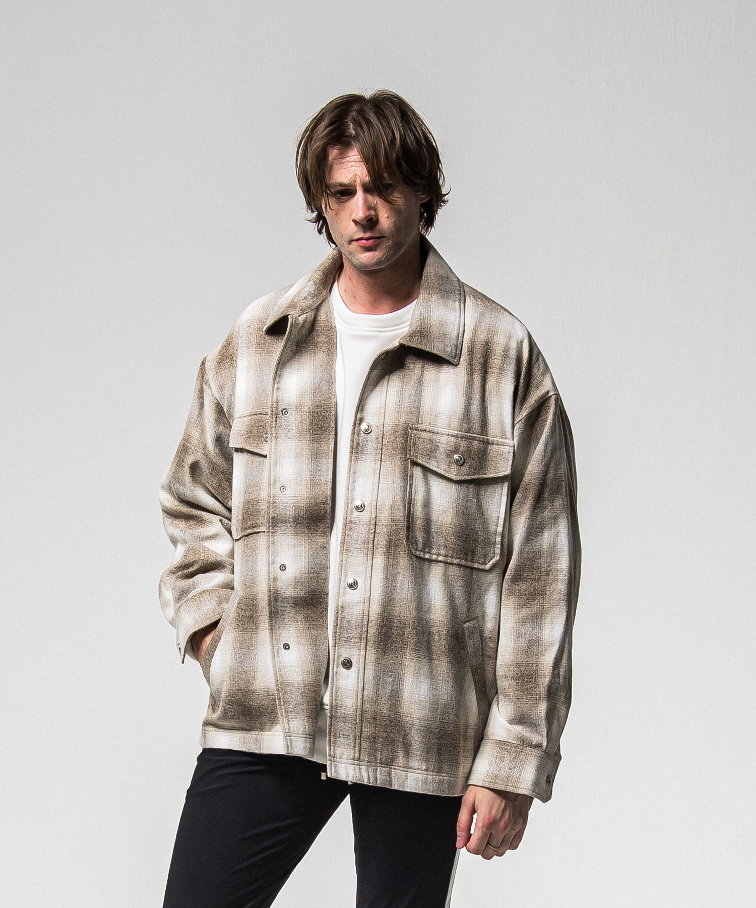 FLANNEL CHECK JK / RC38-JK-007 / フランネルチェックCPOジャケット / ブラウン (10月中旬入荷予定)