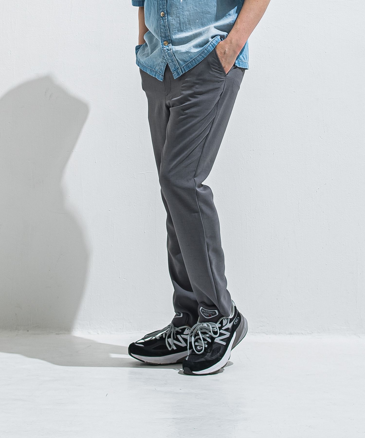 PAT WIDE EASY PANTS / RC40-ST-036BN / ワイドテーパードパンツ / ツイルグレー (4月中旬入荷予定)