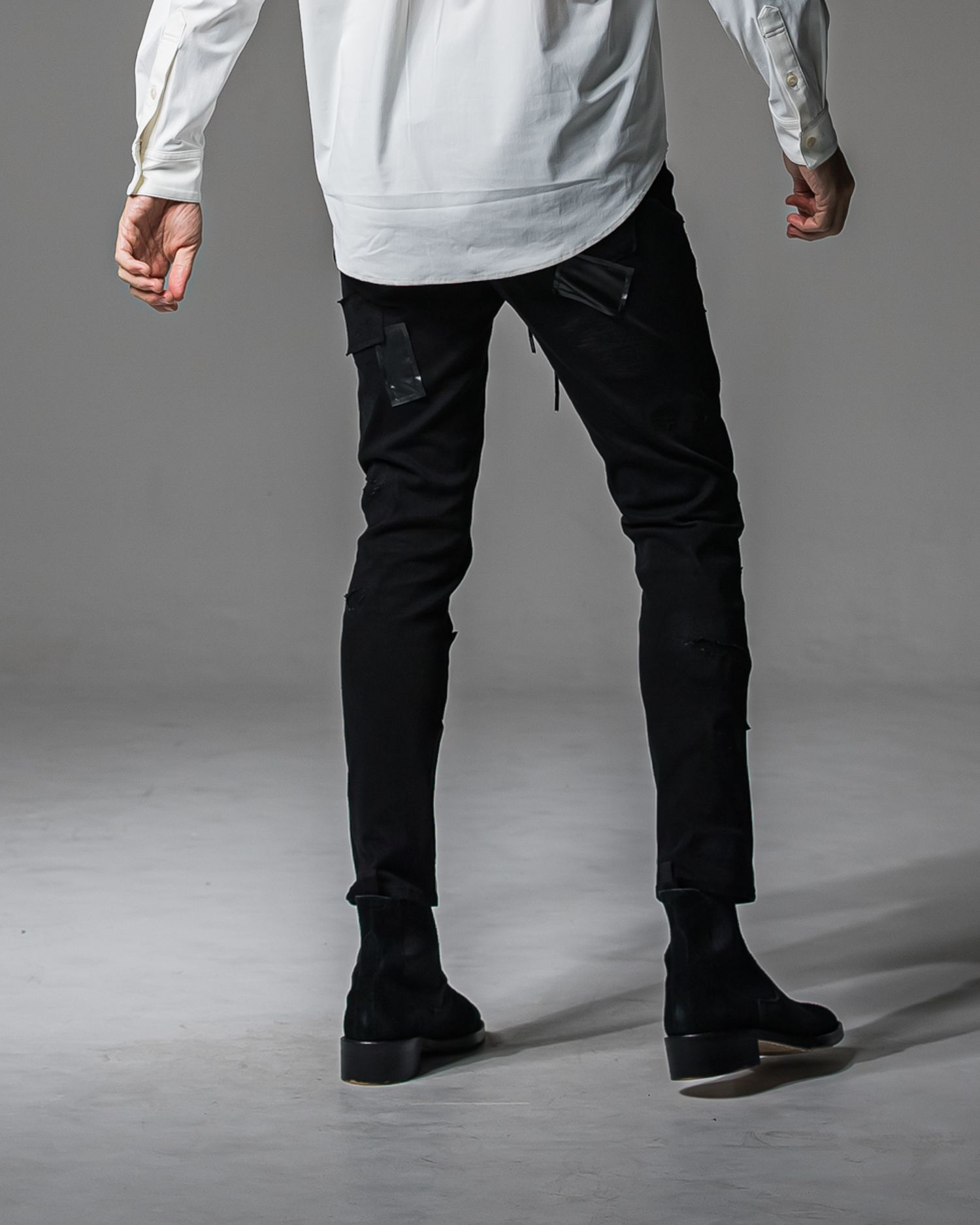 MICK DENIM JERSEY / BASIC-ST-020 / デニムジャージテーパードパンツ / ブラックリメイク (9月上旬入荷予定)