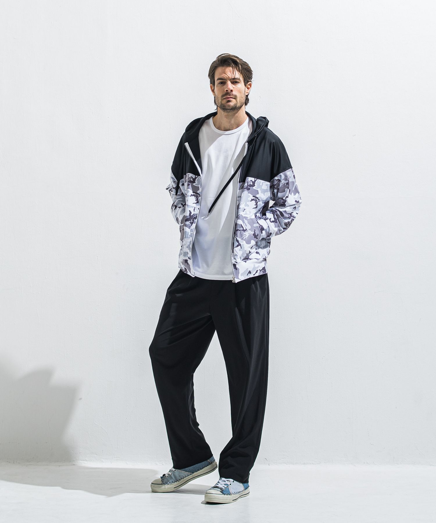 RUSH OVER ZIPUP HOODIE / RC40-C-001 / ラッシュガードパーカー / カモフラブラック (5月下旬入荷予定)