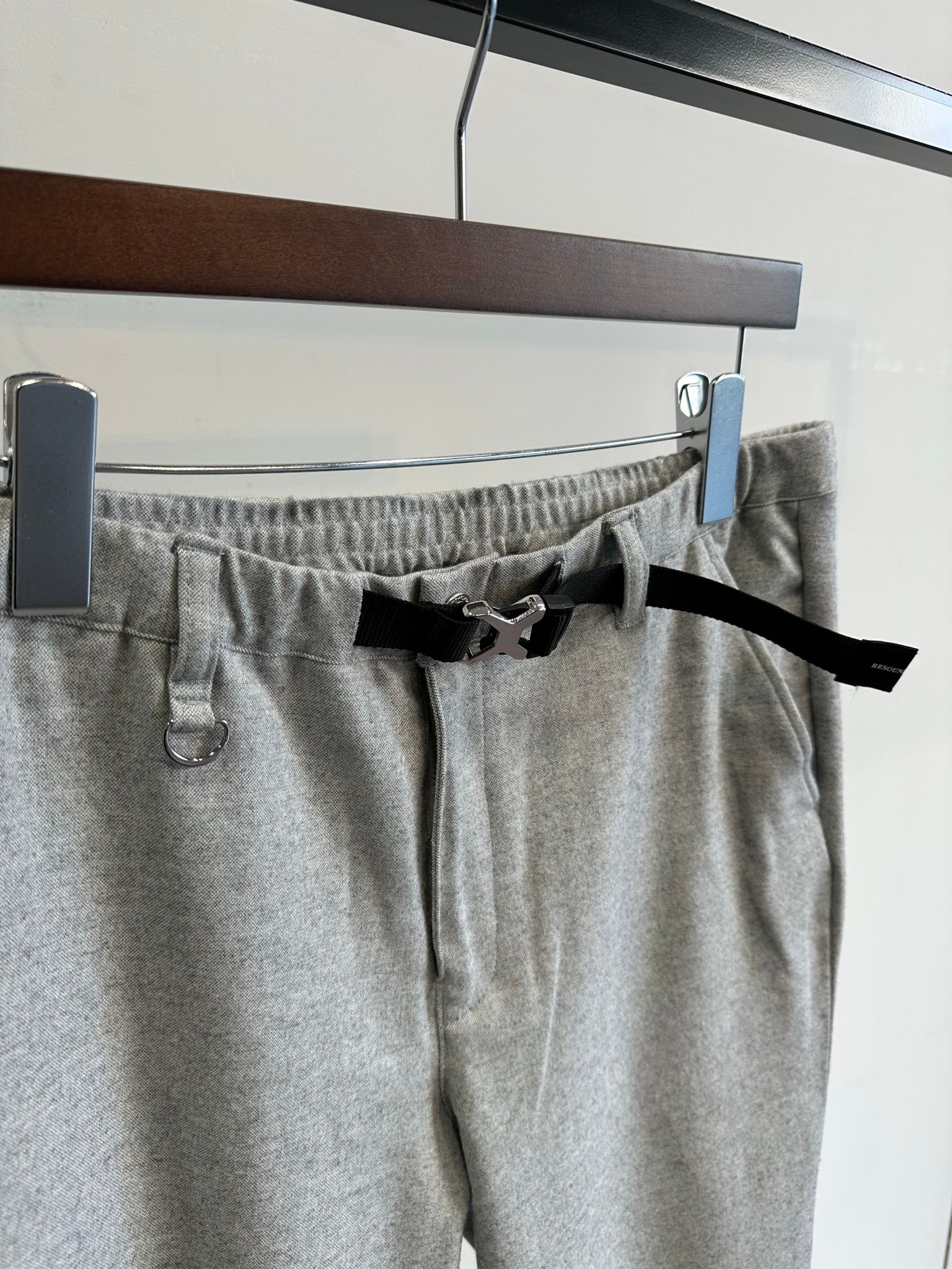 PAT WIDE EASY PANTS / RC30-ST-036 / ベルト付きテーパードワイドパンツ / グレーウール