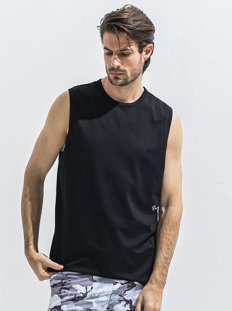 OVER NO SLEEVE / RC40-T-010 / サイドロゴメッシュノースリーブ / ブラック (6月上旬入荷予定)