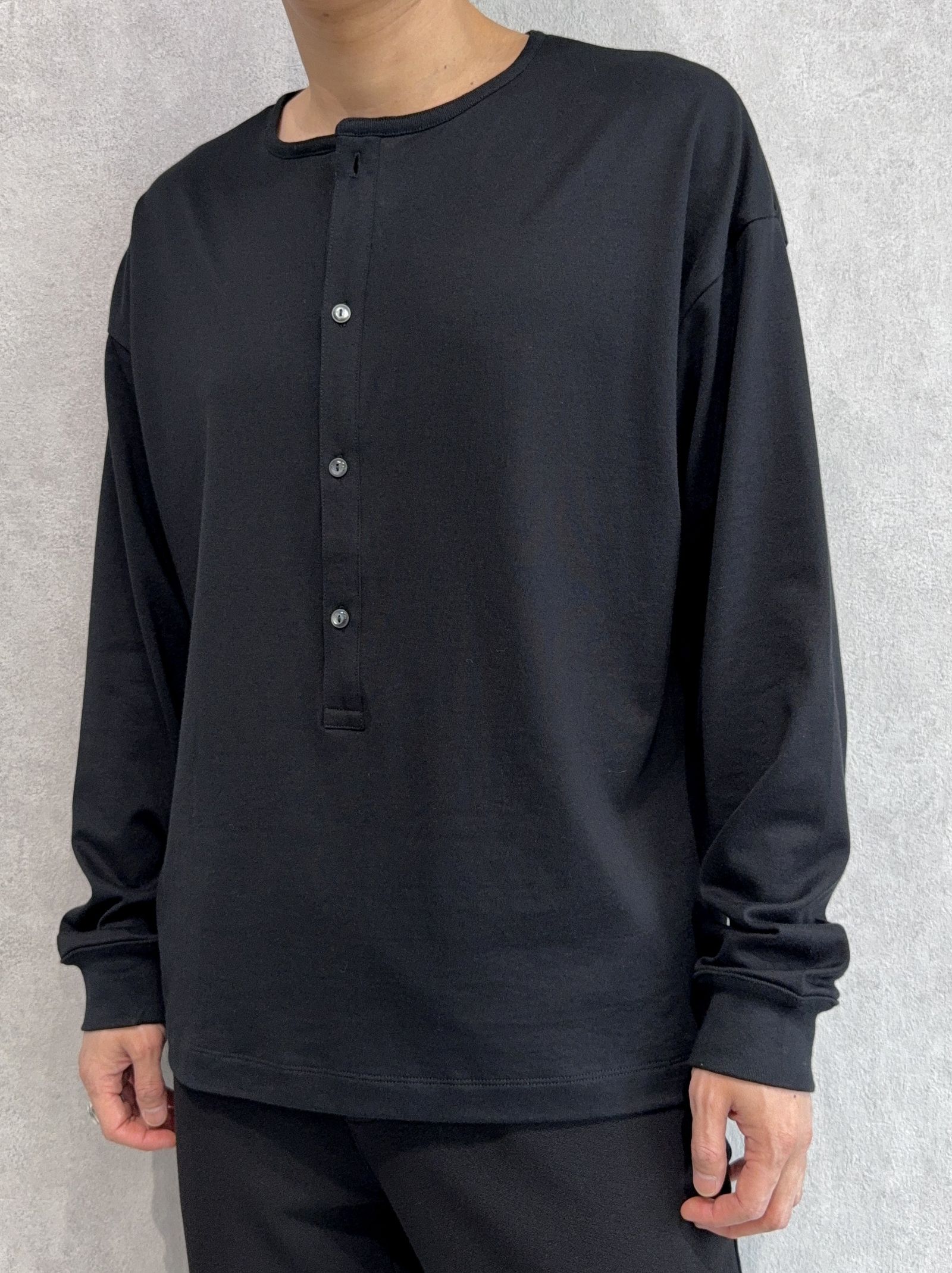 OVER HENRY LONGSLEEVE / RC41-T-004 / オーバーサイズヘンリーネック長袖Tシャツ / ブラック