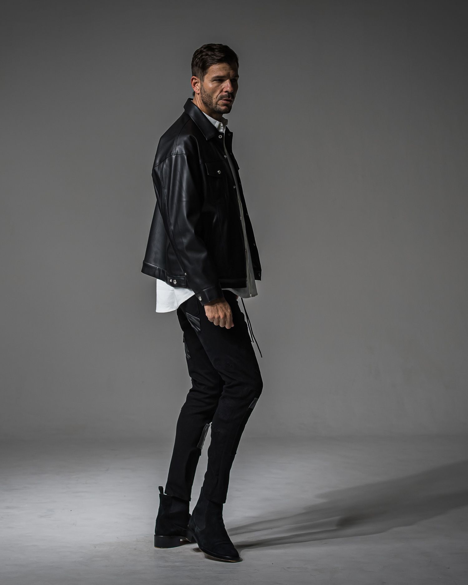 MICK DENIM JERSEY / BASIC-ST-020 / デニムジャージテーパードパンツ / ブラックリメイク (9月上旬入荷予定)