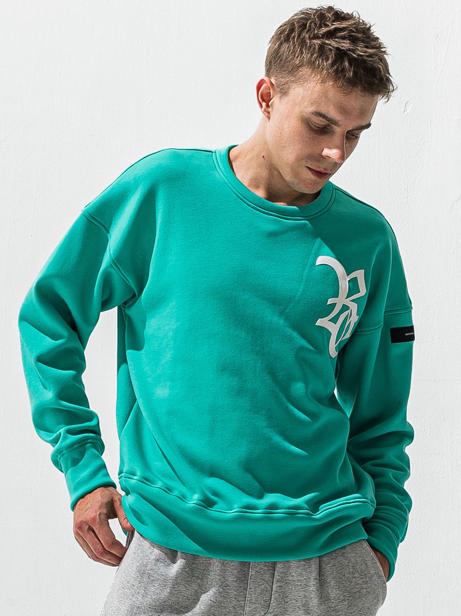 RC VELOURS FLEECE DROP TRAINER / RC42-C-005 / 裏起毛RCロゴトレーナー / ブルーグリーン (11月上旬入荷予定)