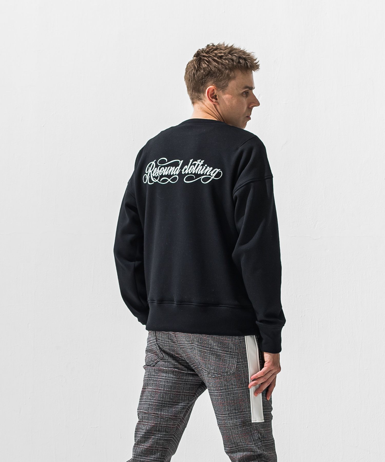 PIN ST RC VELOURS FLEECE DROP TRAINER / RC42-C-006 / 裏起毛バックロゴトレーナー / ブラック (11月上旬入荷予定)