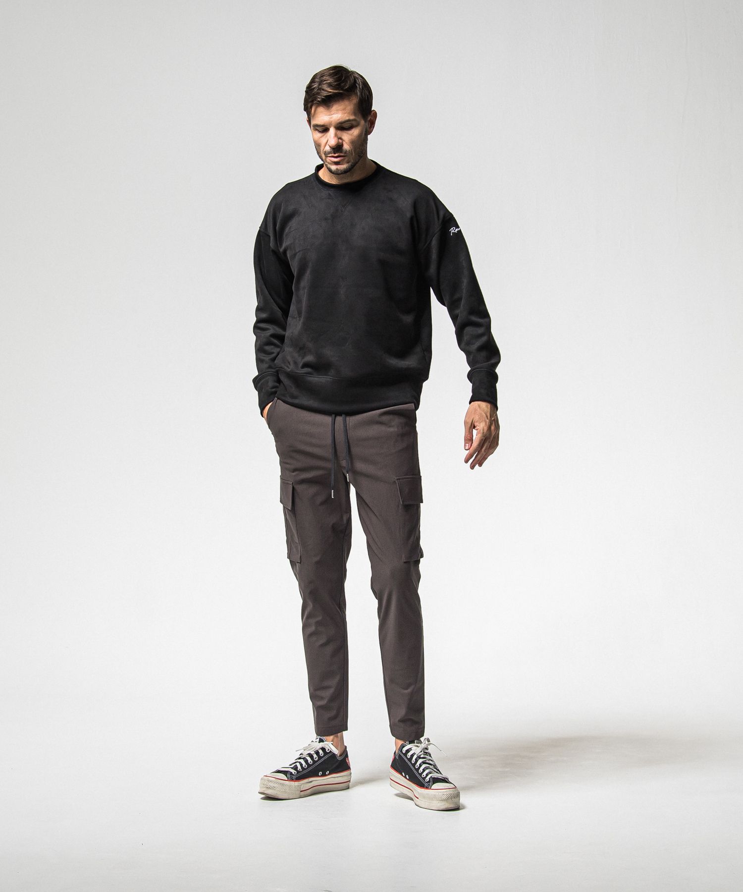 SUEDE DROP TRAINER / RC38-C-005 / スエードトレーナー / ブラック (1月上旬入荷予定)