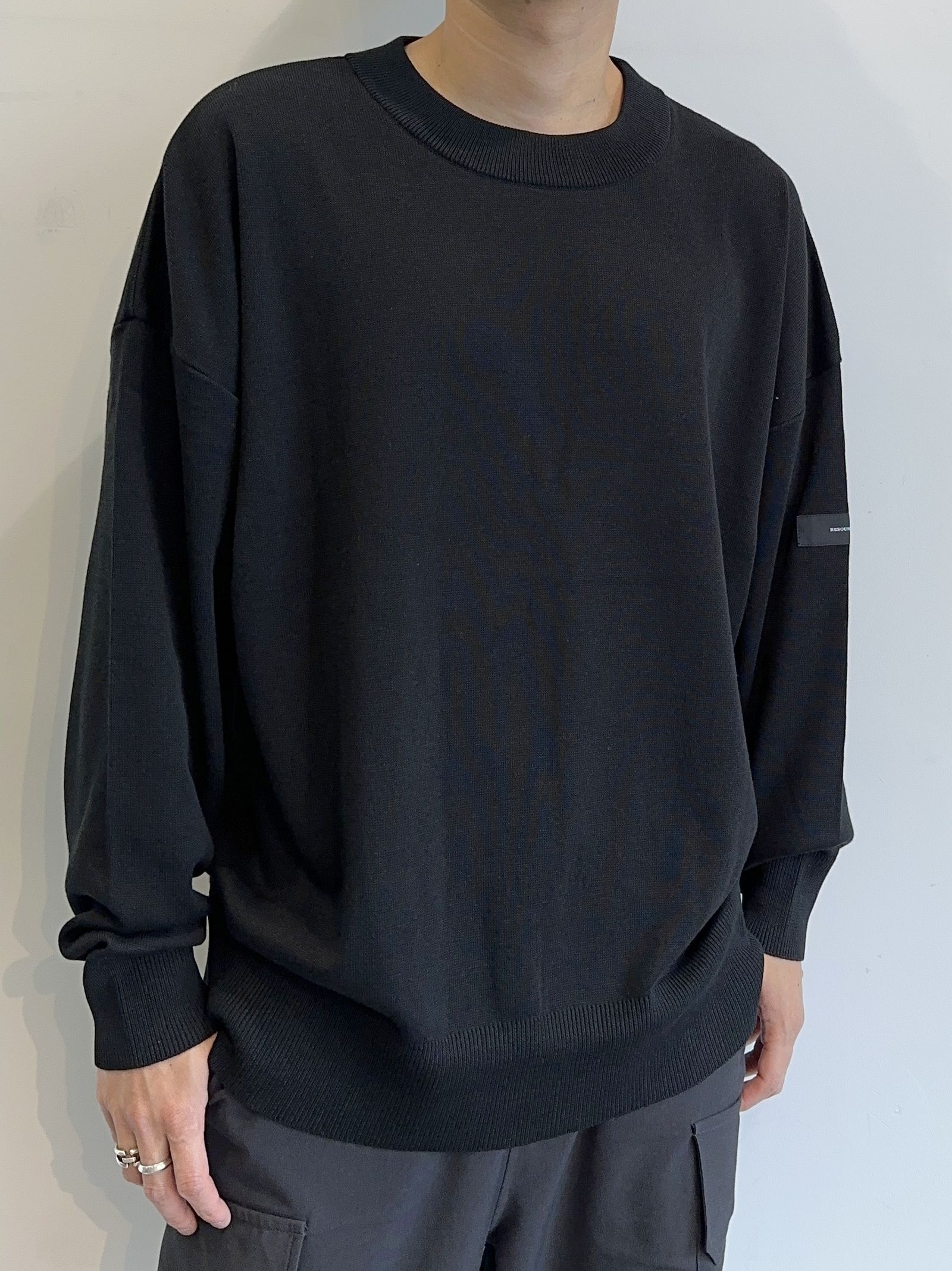 SILK KNT OVER LONG SLEEVE / RC29-K-002 / 無地ルーズコットンニット / ブラック