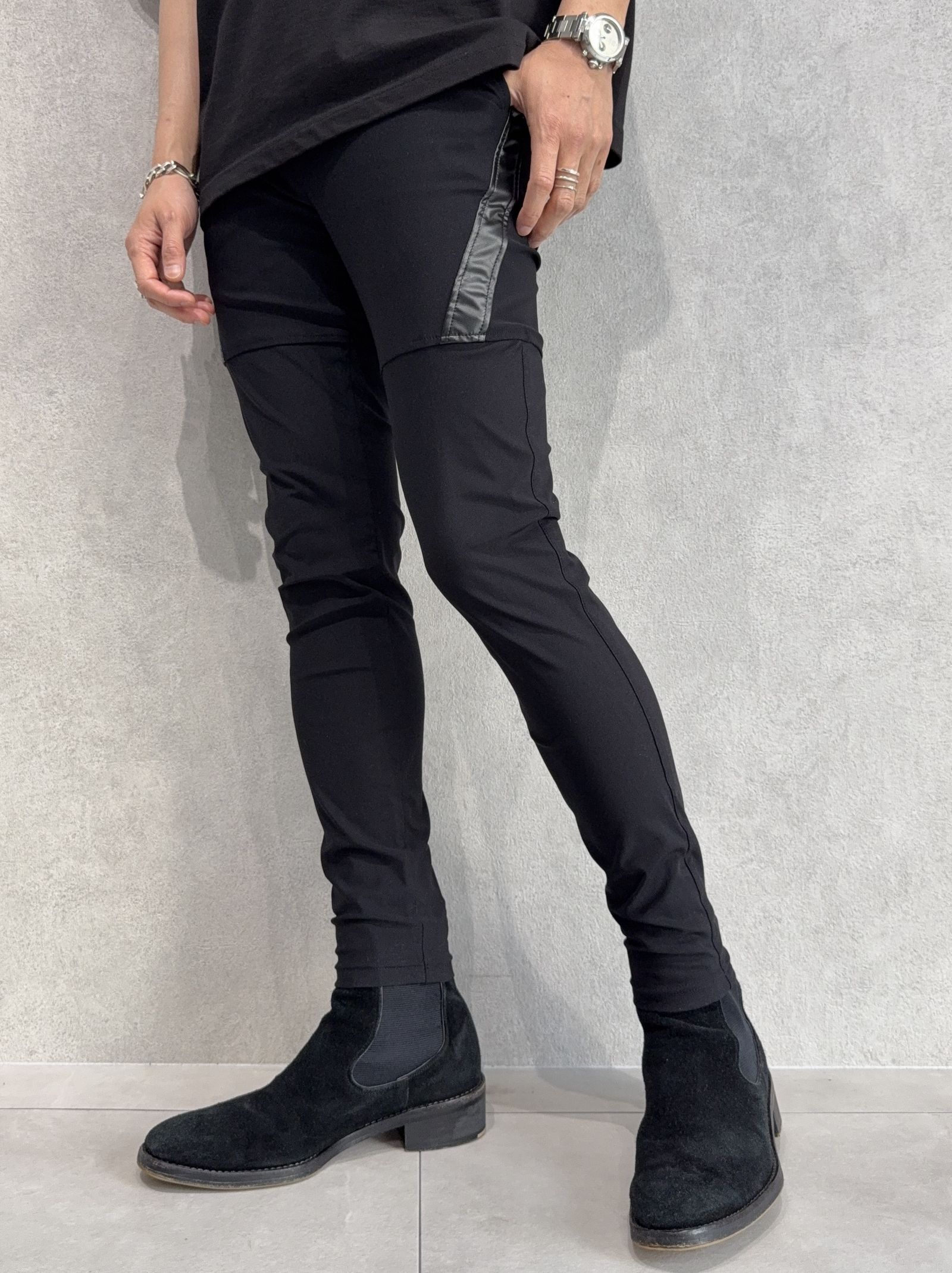 TYLER NYLON PANTS / RC40-ST-026 / レザーラインナイロンパンツ / ブラック