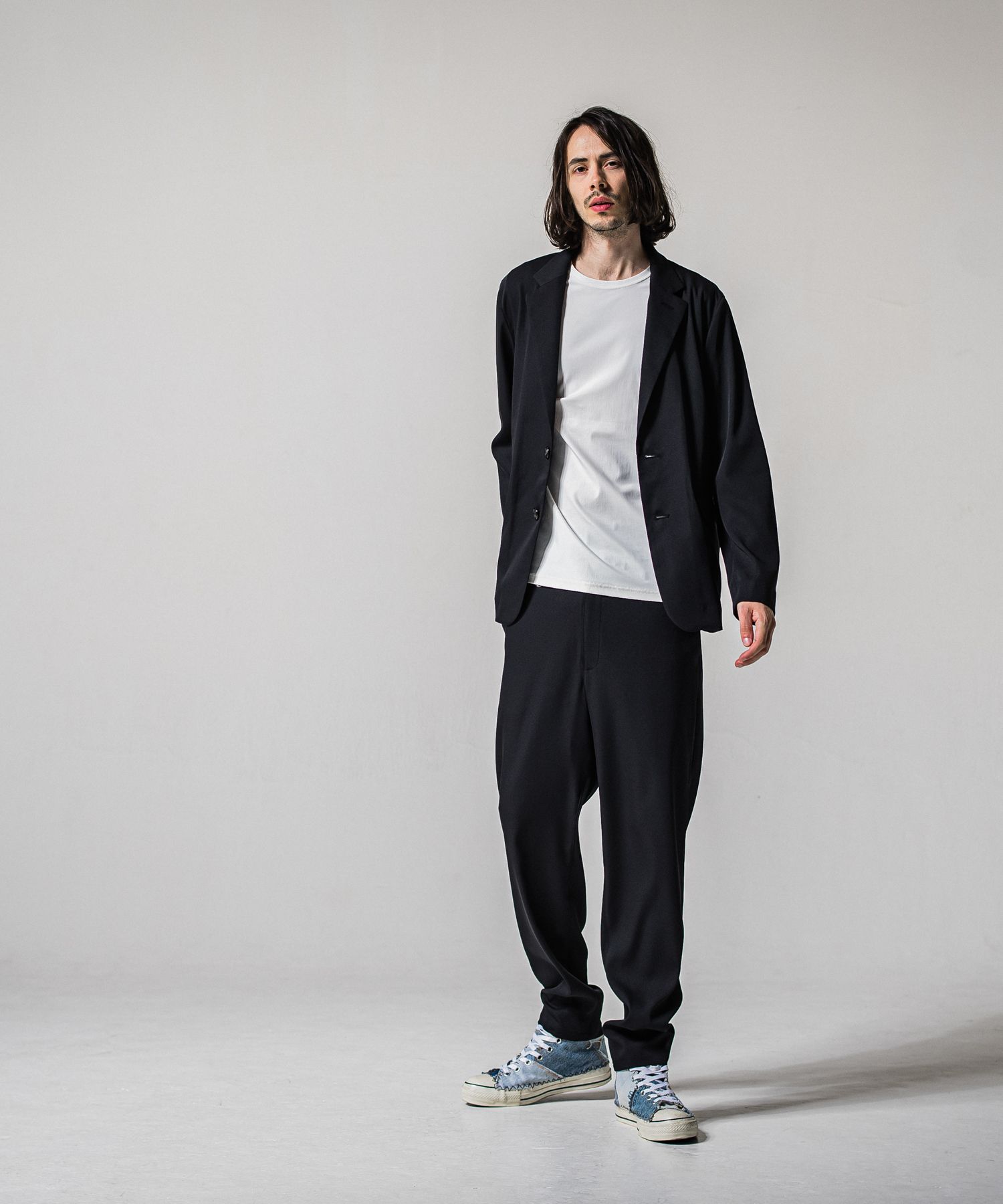 GARY LOOSE JACKET / RC39-JK-001 / サテンルーズテーラードジャケット / ブラック (2月下旬入荷予定)