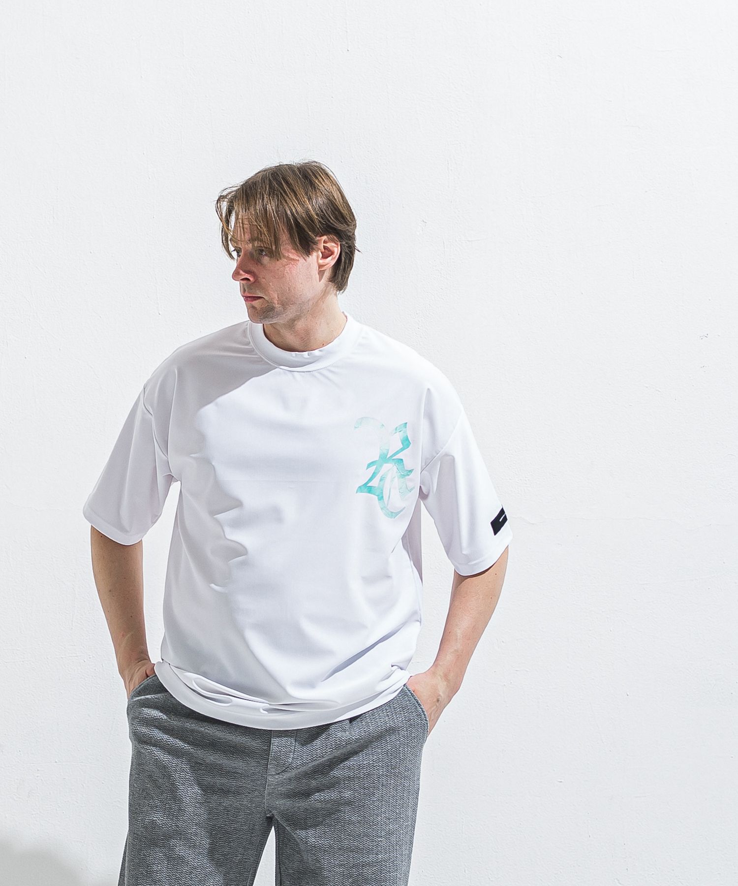 RC RUSH OVER T / RC40-T-009 / RCロゴラッシュガードビッグTシャツ / ホワイト×ブルーグリーン (6月上旬入荷予定)