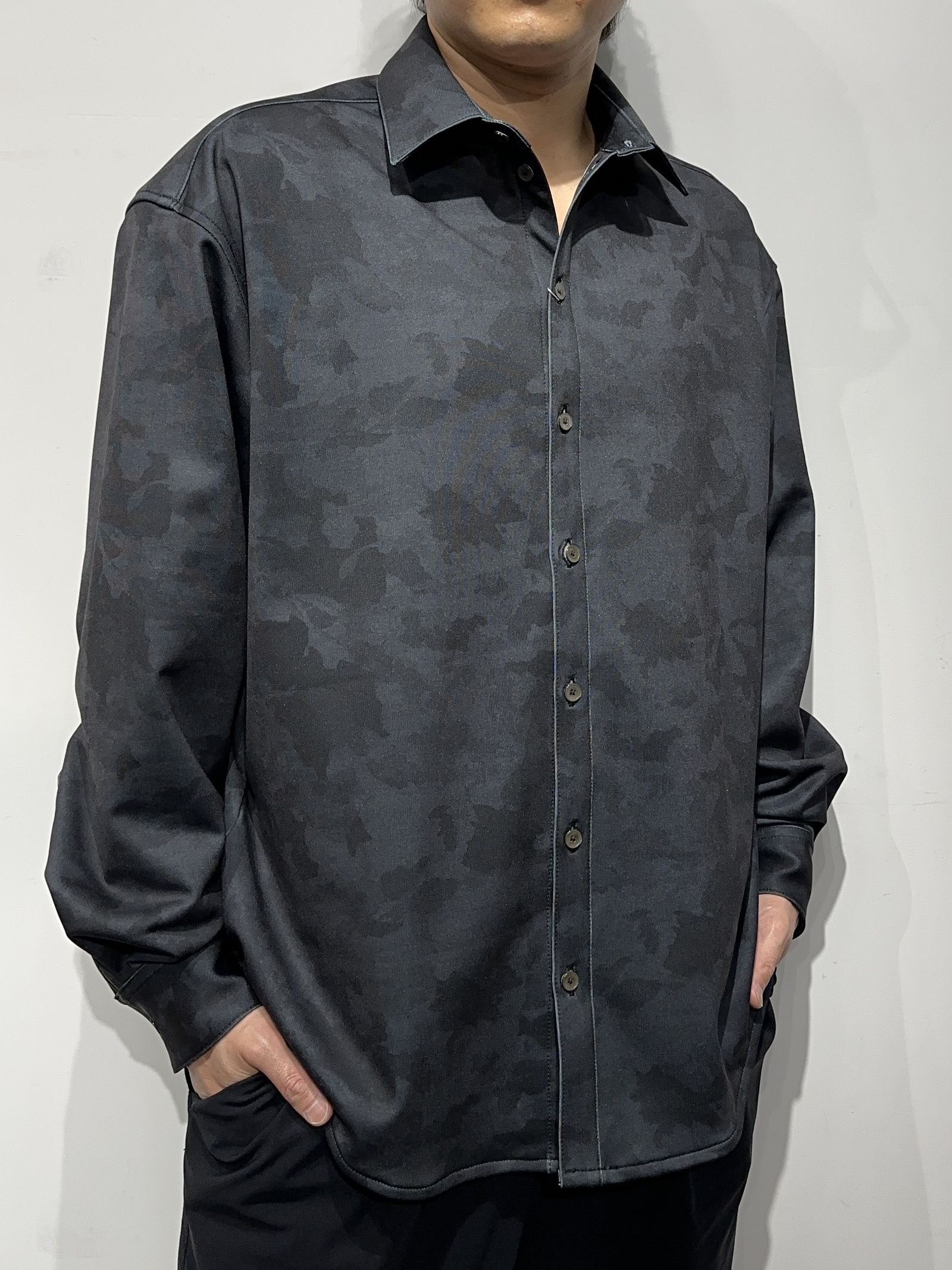 JERSEY JACK SHIRT / RC34-SH-001 / 裏起毛オーバーサイズシャツ / ブラックカモフラ