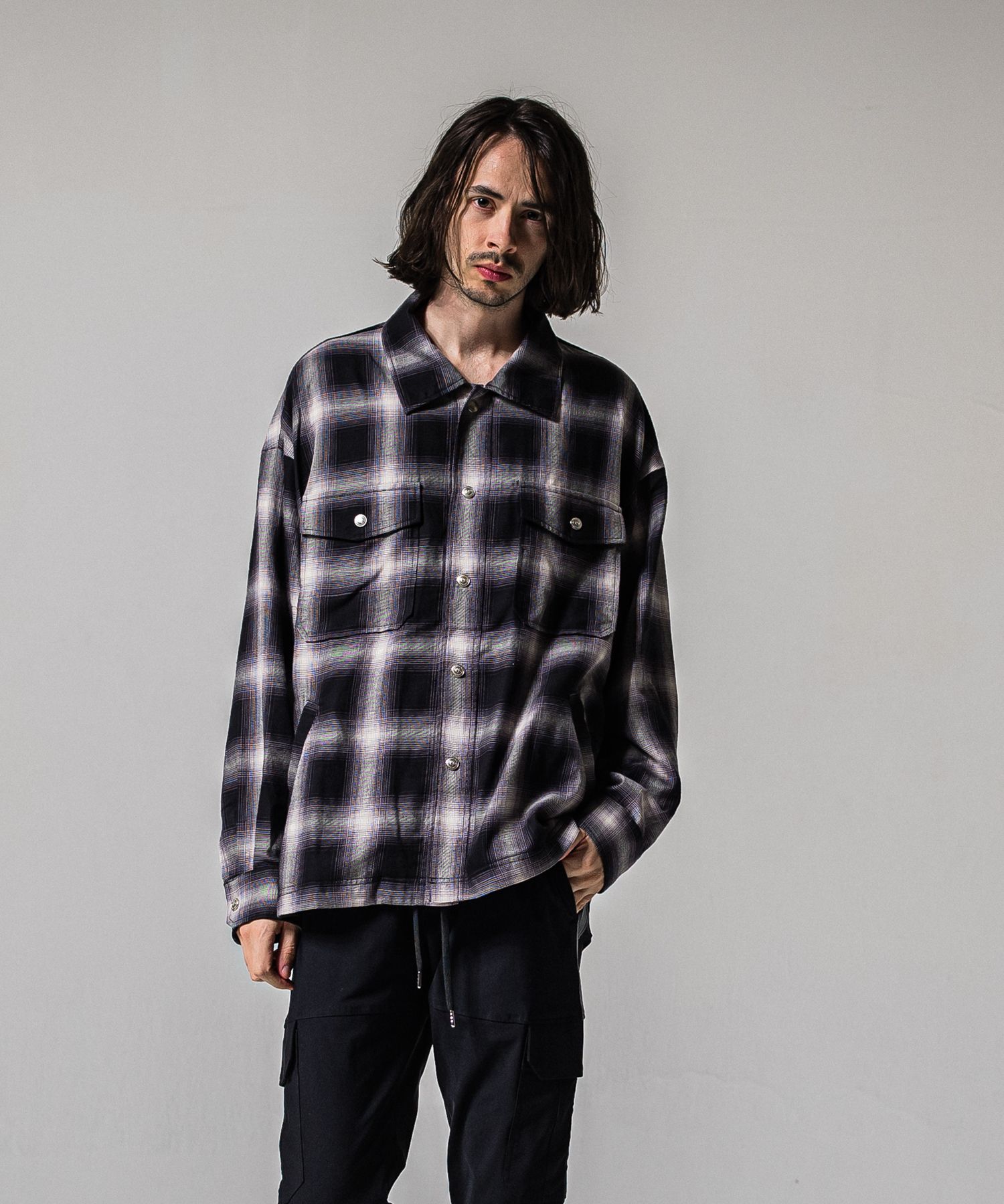 50S CHECK JK / RC39-JK-007C / チェックシャツジャケット / ブラック (2月中旬入荷予定)