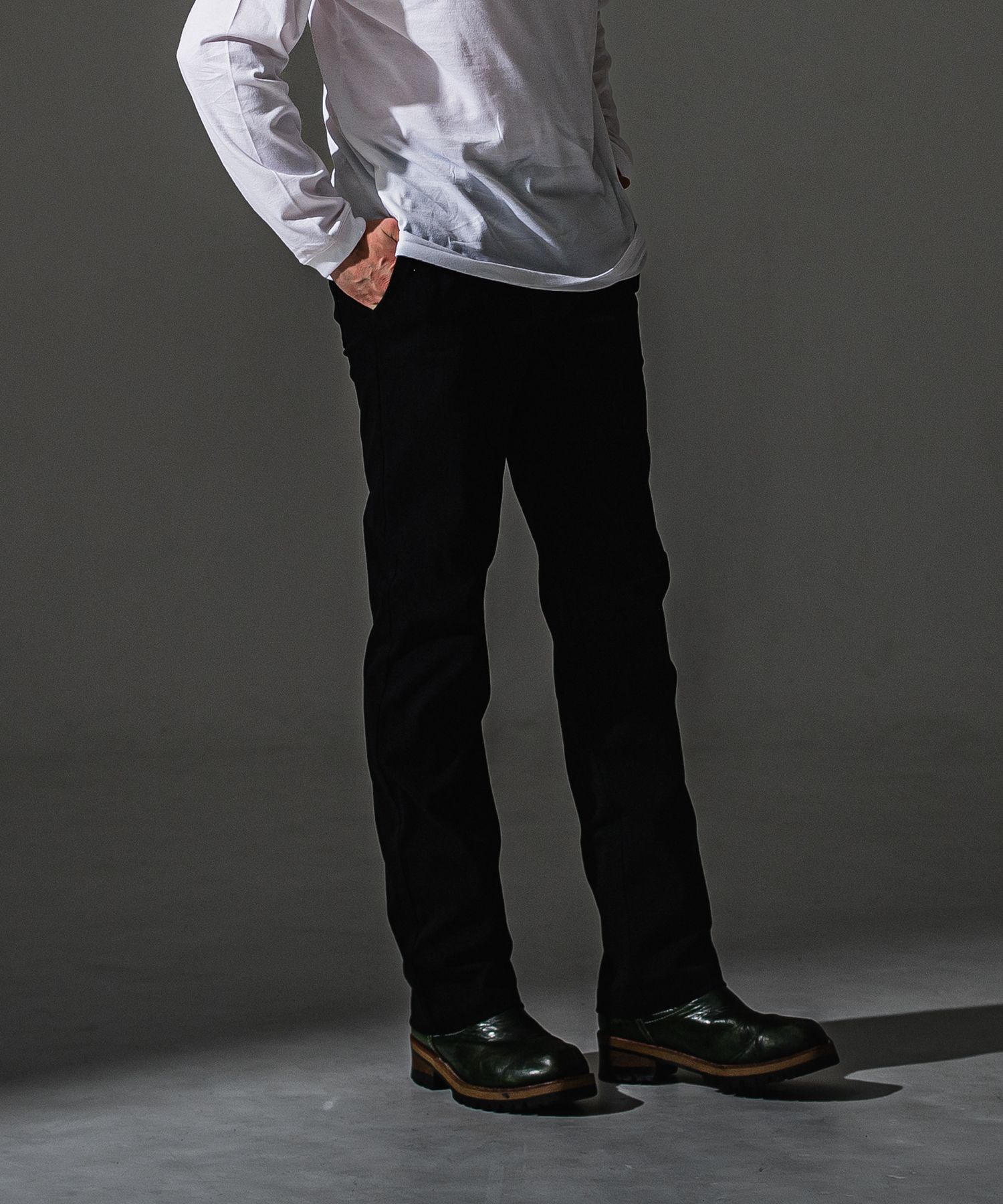 DENIM JERSEY WIDE PT / RC41-ST-016WTD / ライトオンスデニムジャージセミワイドパンツ / ブラック (8月中旬入荷予定)