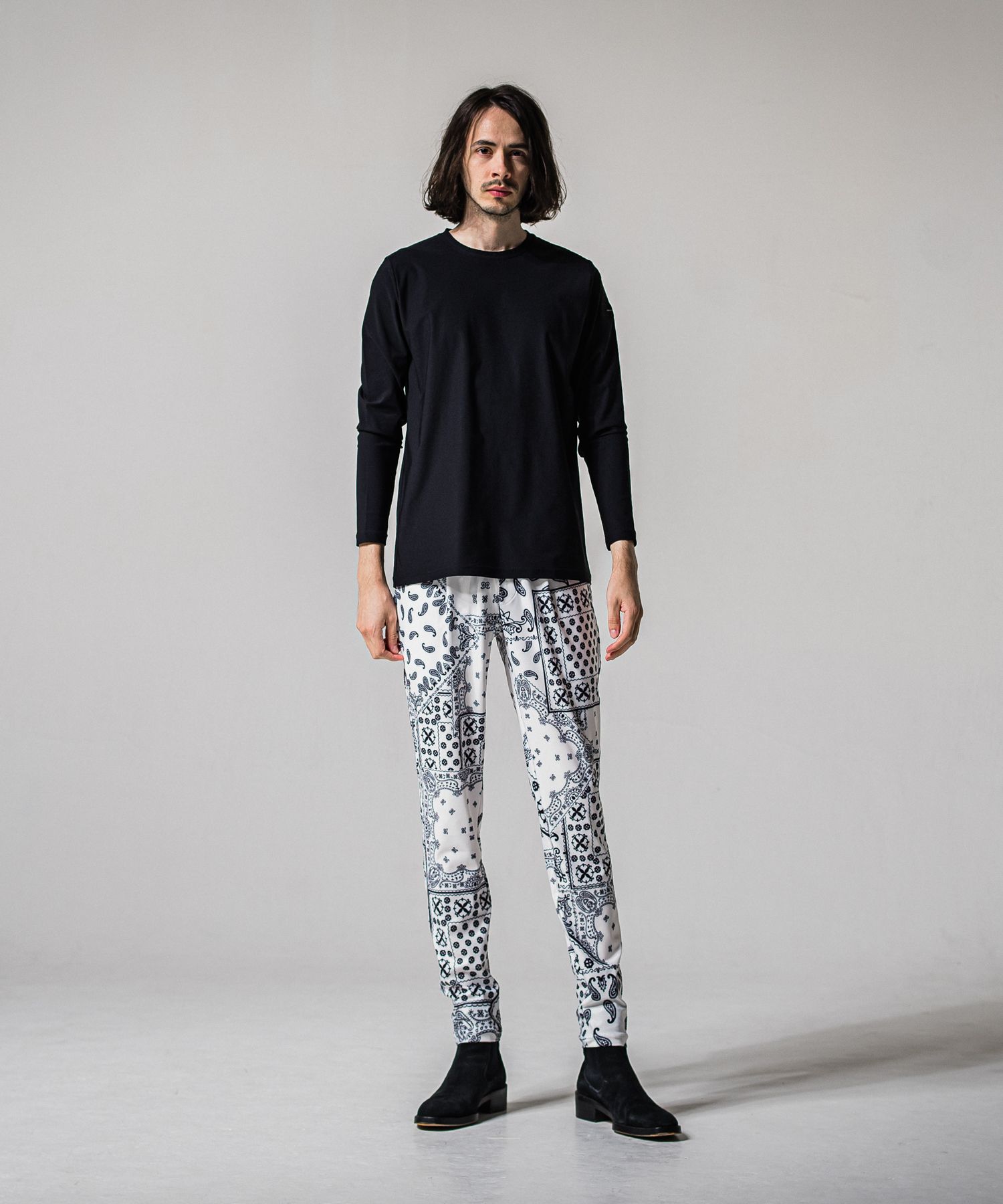 NYLON LONGSLEEVE TEE / RC39-T-006 / 無地ナイロン長袖Tシャツ / ブラック (3月上旬入荷予定)