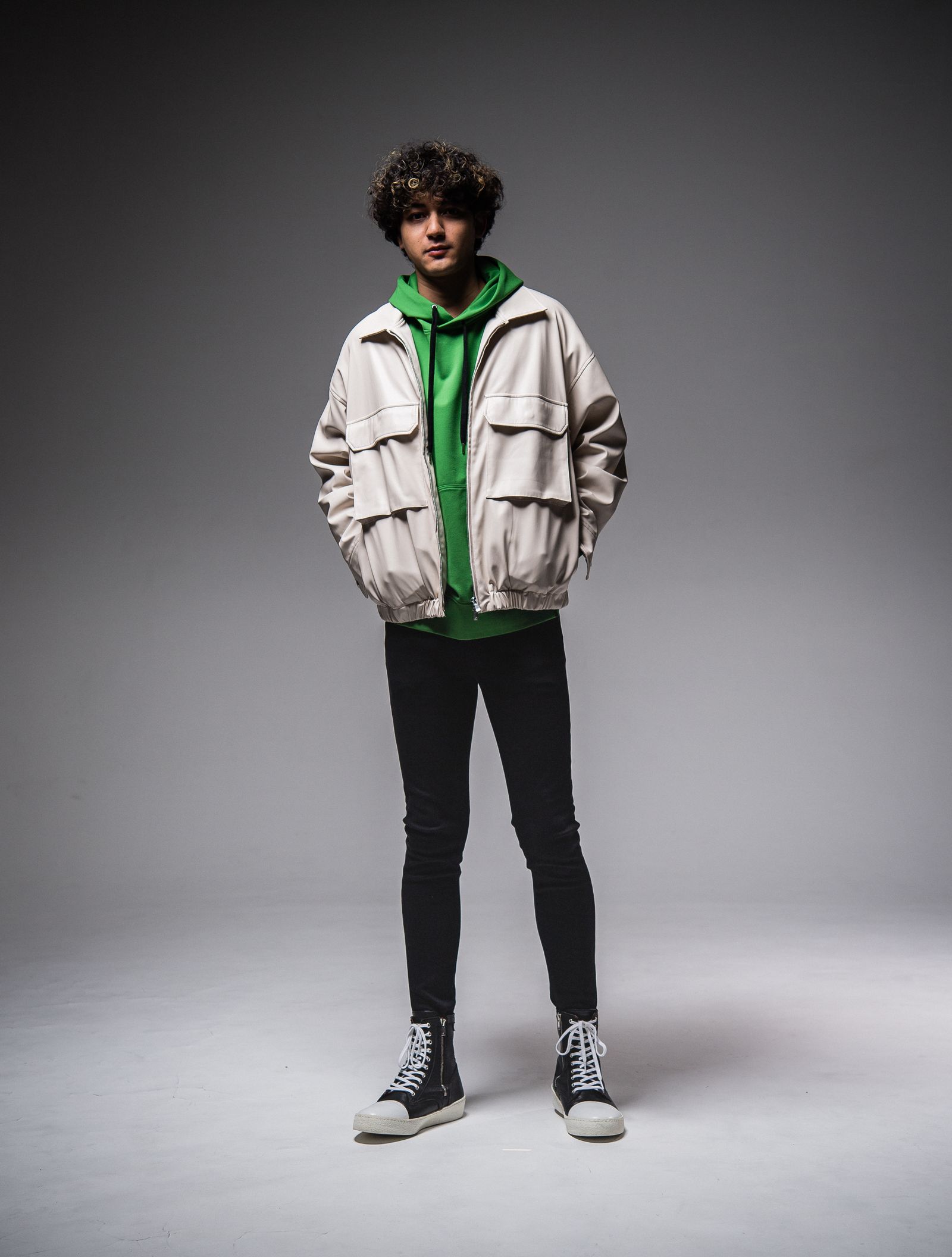 FW JACKET / RC25-JK-006 / オーバーサイズレザーブルゾン / ベージュ