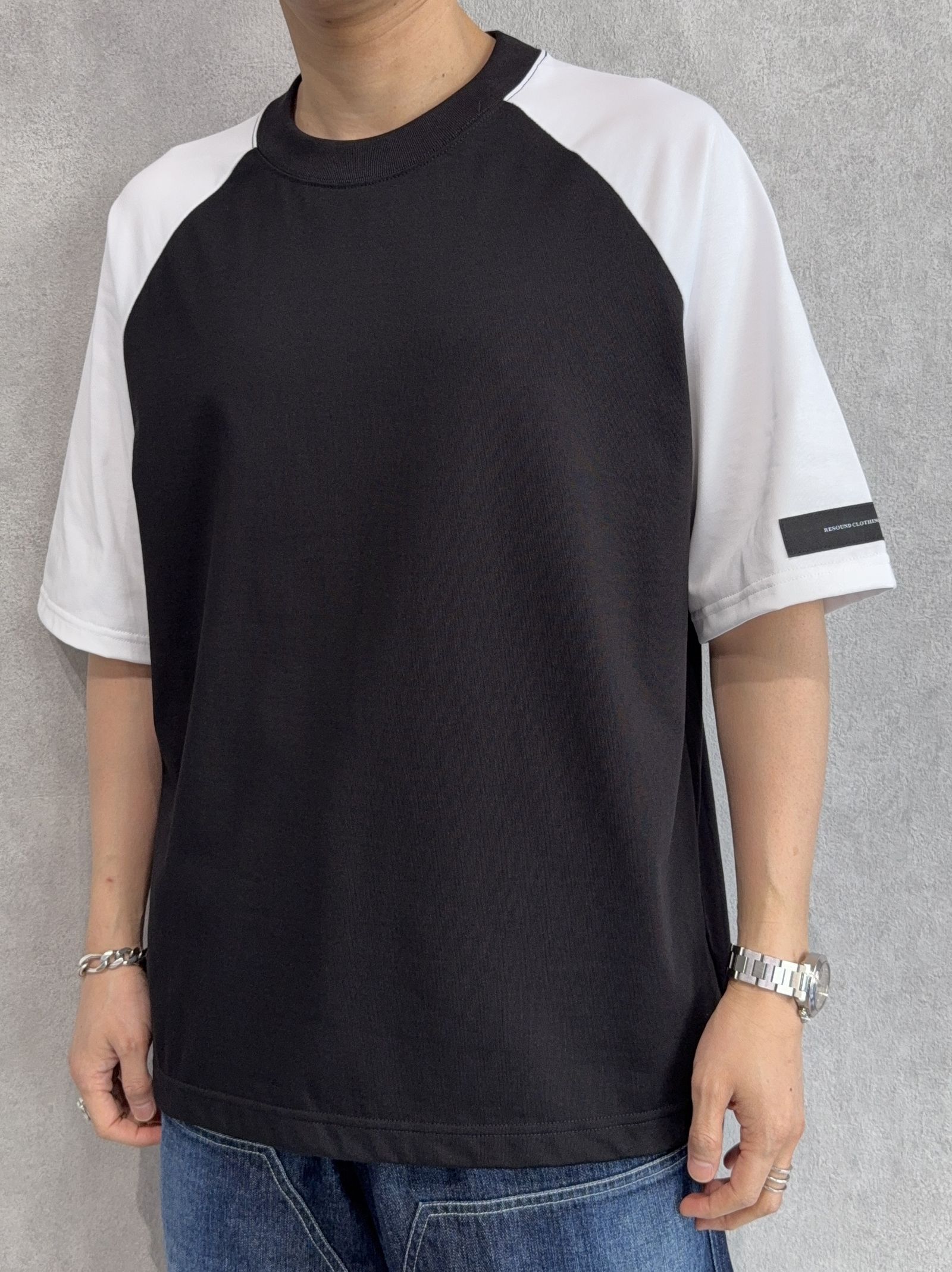 BACK RC RAGLAN OVER TEE / RC39-T-001 / バックロゴラグランビッグTシャツ / ブラック×ホワイト