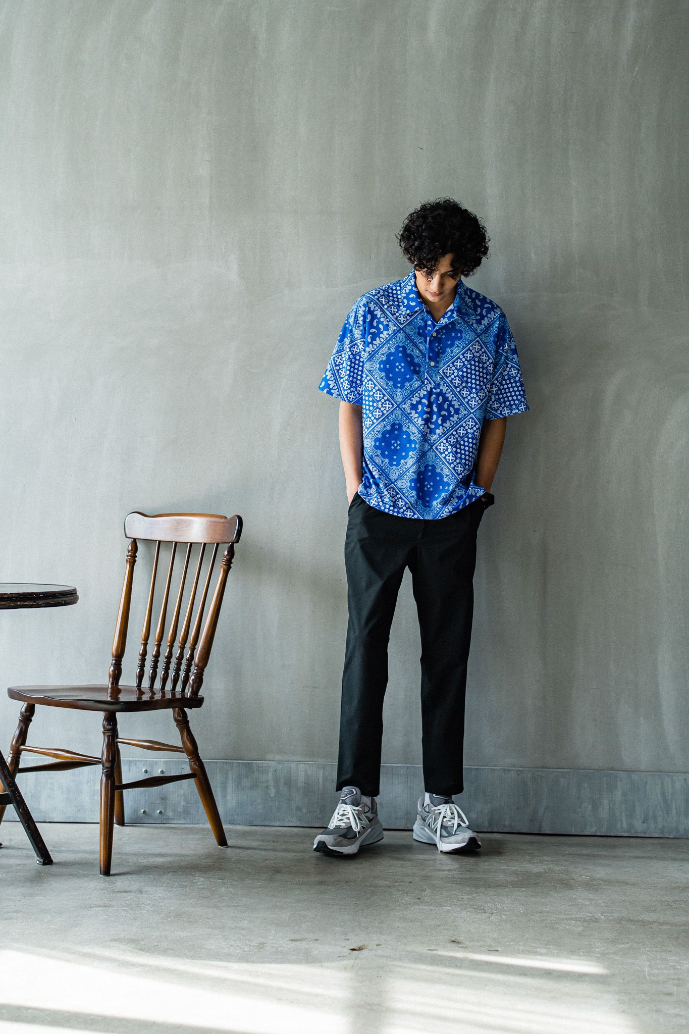 PAT WIDE EASY PANTS / RC32-ST-036 / ベルト付きテーパードワイドパンツ / ブラック