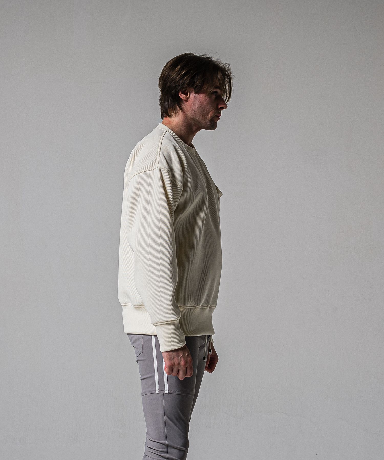 AZE MILITARY DROP TRAINER / RC39-C-003 / 高機能畦編みニットトレーナー / オフホワイト (1月下旬入荷予定)