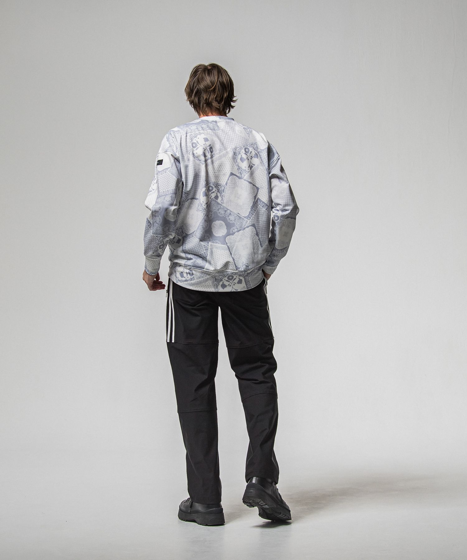 JOHNSON LINE HEAT WIDE TUCK PANTS / RC38-ST-009HWT / 裏起毛ジョンソンラインワイドタックパンツ / ブラック×ホワイト (10月下旬入荷予定)