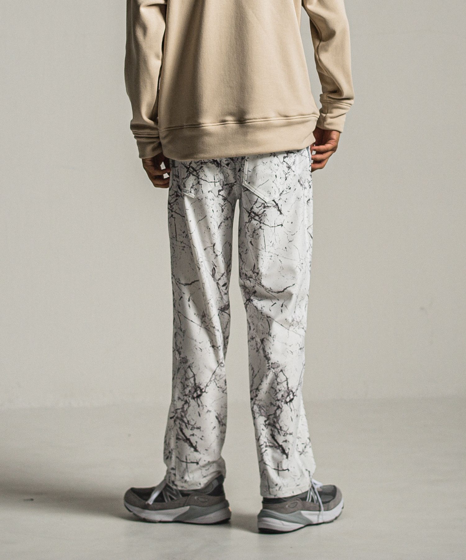 WIDE TUCK PANTS / RC34-ST-016WT / ペイント柄ワイドタックパンツ / グレー