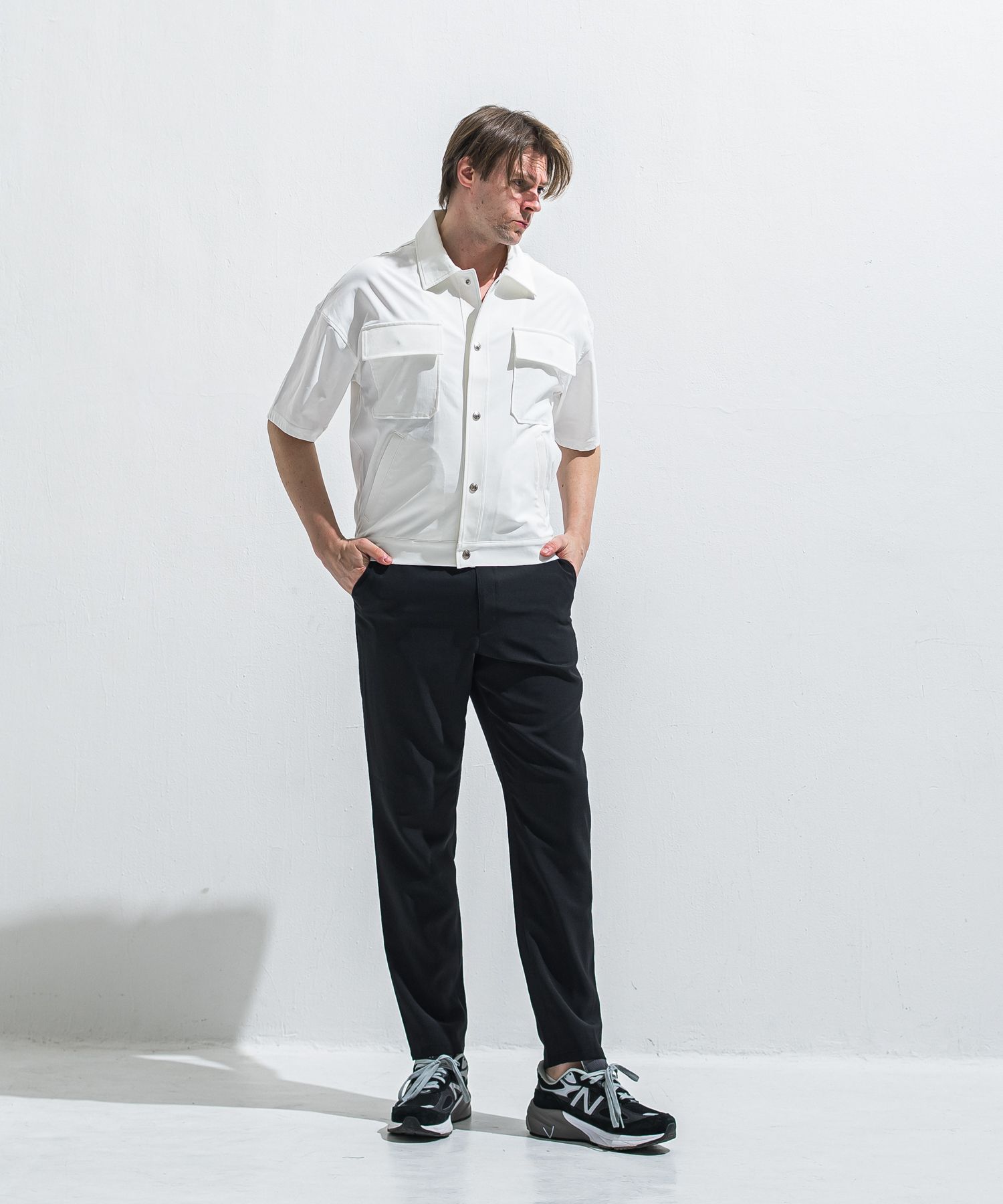 PAT WIDE EASY PANTS / RC40-ST-036BN / ワイドテーパードパンツ / ツイルブラック (4月中旬入荷予定)