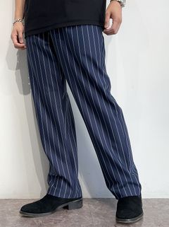 CHRIS EASY WIDE TUCK PANTS / RC35-ST-016WT / ワイドタックパンツ / ネイビーストライプ