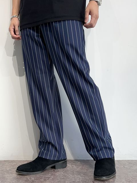 CHRIS EASY WIDE TUCK PANTS / RC35-ST-016WT / ワイドタックパンツ / ネイビーストライプ
