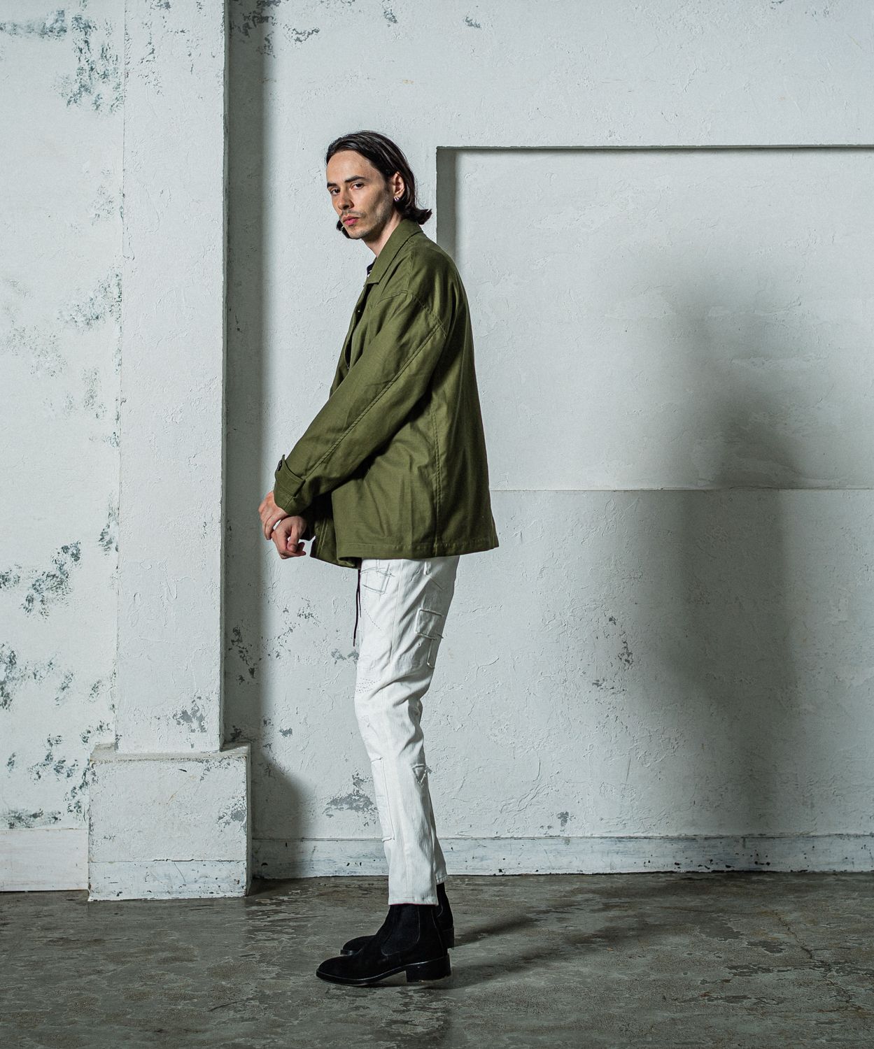 MICK DENIM JERSEY / RC35-ST-020 / デニムジャージテーパードパンツ / ホワイトリメイク