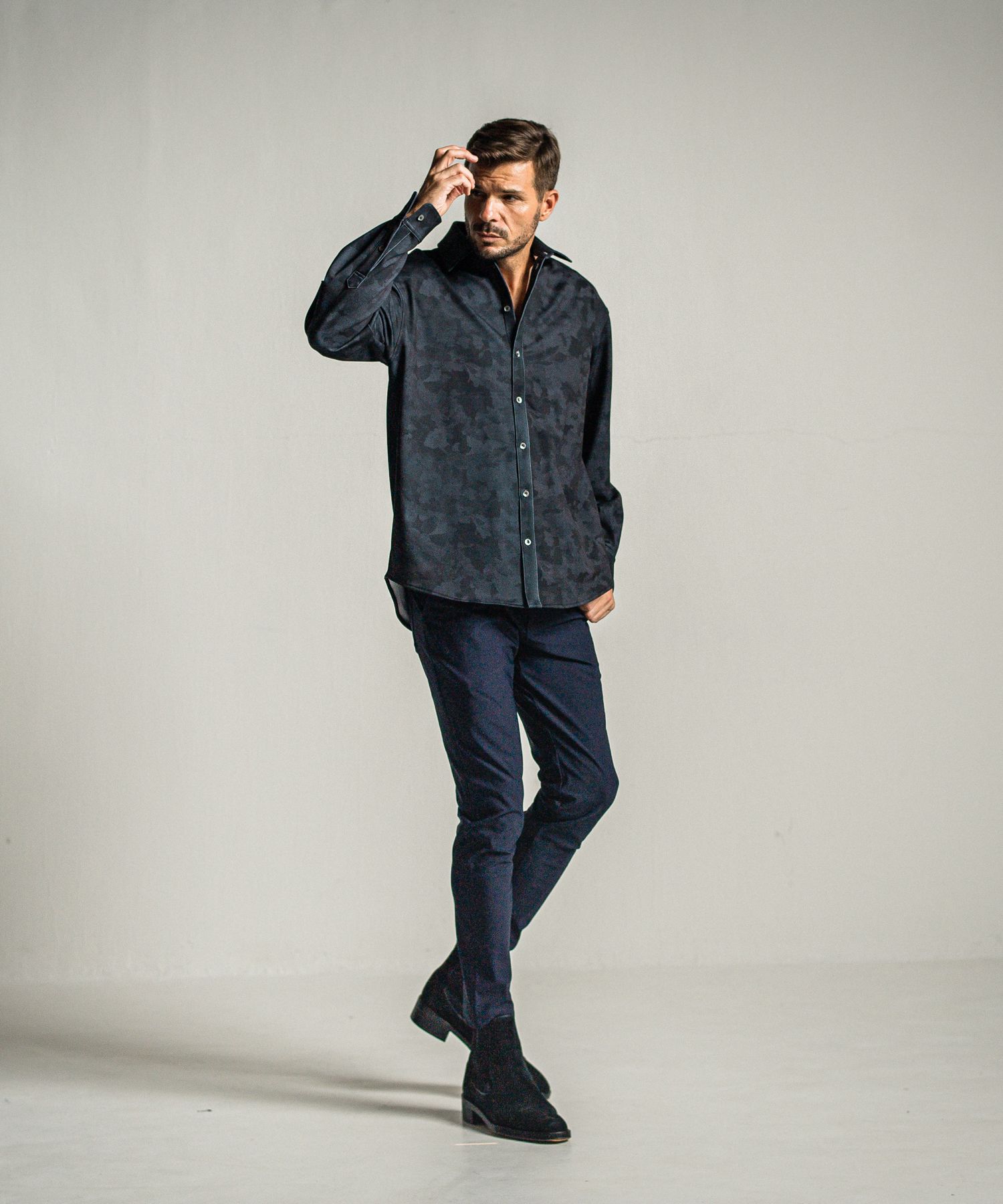 JERSEY JACK SHIRT / RC34-SH-001 / 裏起毛オーバーサイズシャツ / ブラックカモフラ