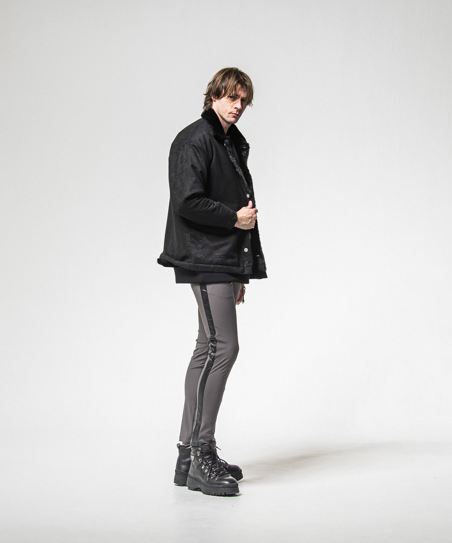 SUEDE FUR CAVER ALL / RC38-JK-003 / スエードファーカバーオール / ブラック (11月中旬入荷予定)