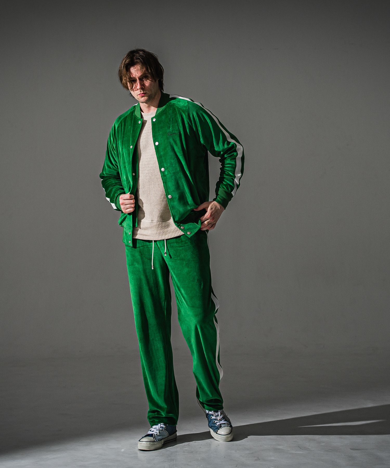 VELOURS VARSITY / RC41-C-005 / ベロアトラックスタジャン / グリーン (9月中旬入荷予定)
