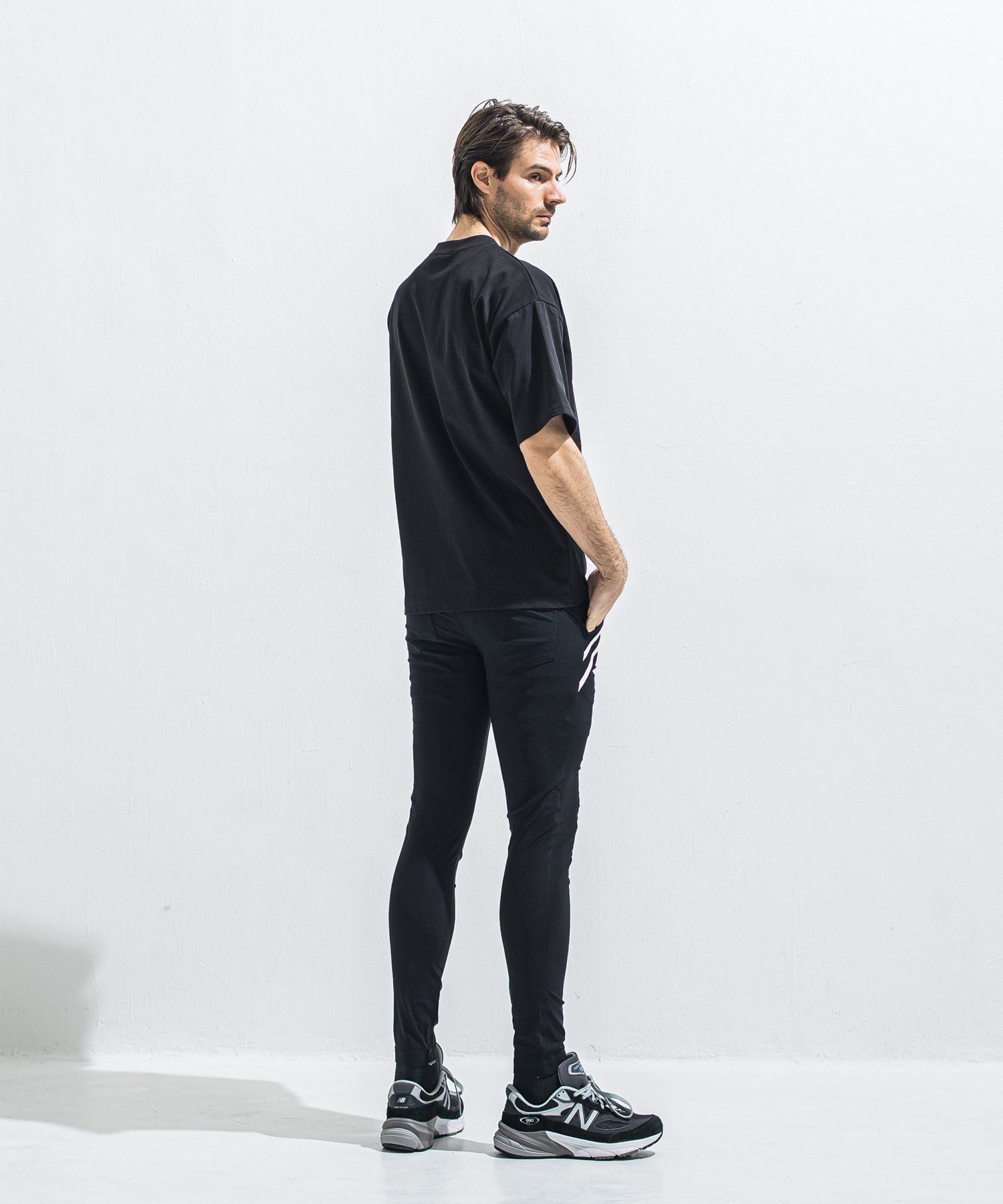 EDGE NYLON PT / BASIC-ST-014 / エッジナイロンラインパンツ / ブラック×ホワイト (4月下旬入荷予定)