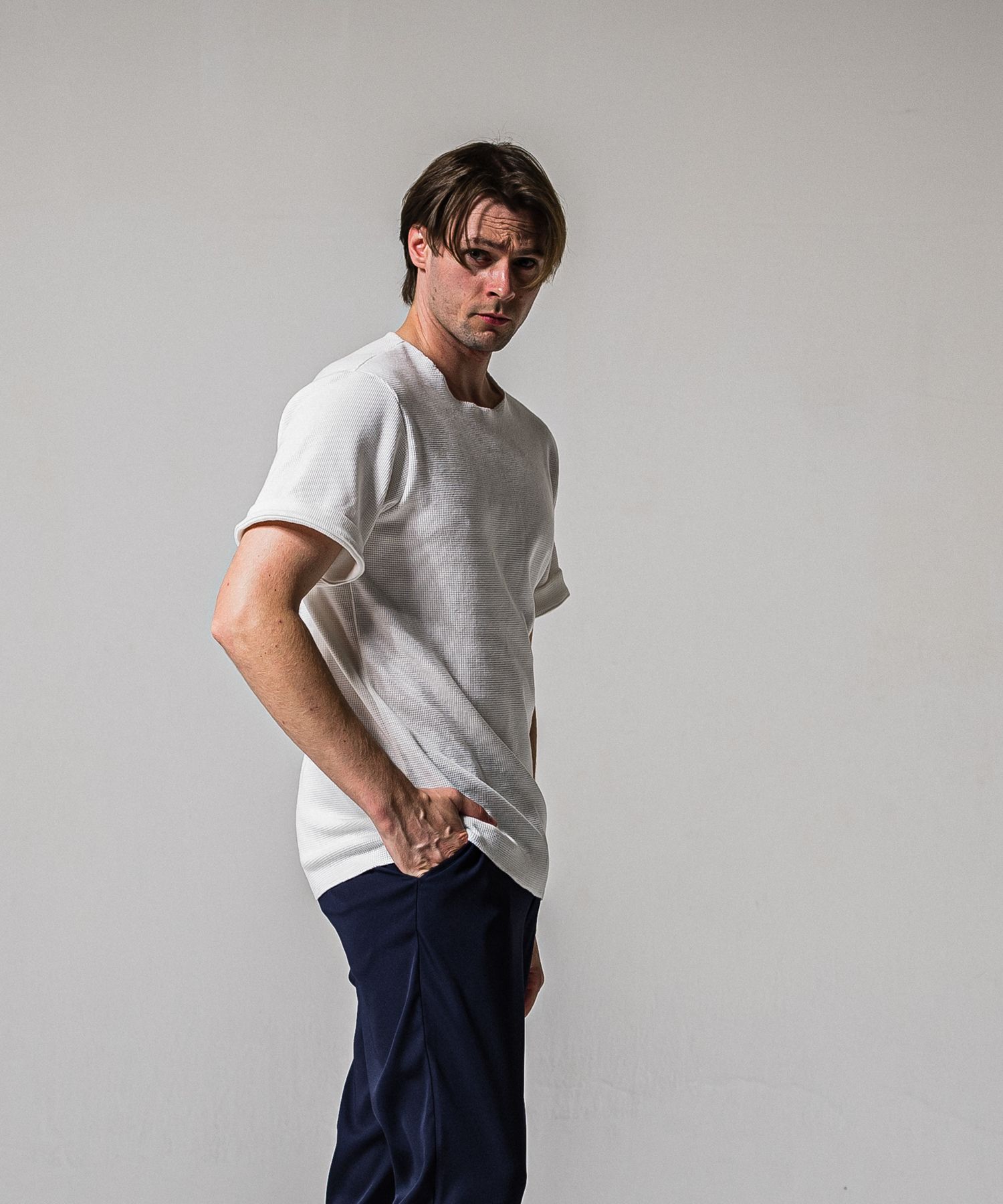 CUT OFF THERMAL TEE / RC39-T-003 / サーマルロールアップTシャツ / ホワイト (3月中旬入荷予定)