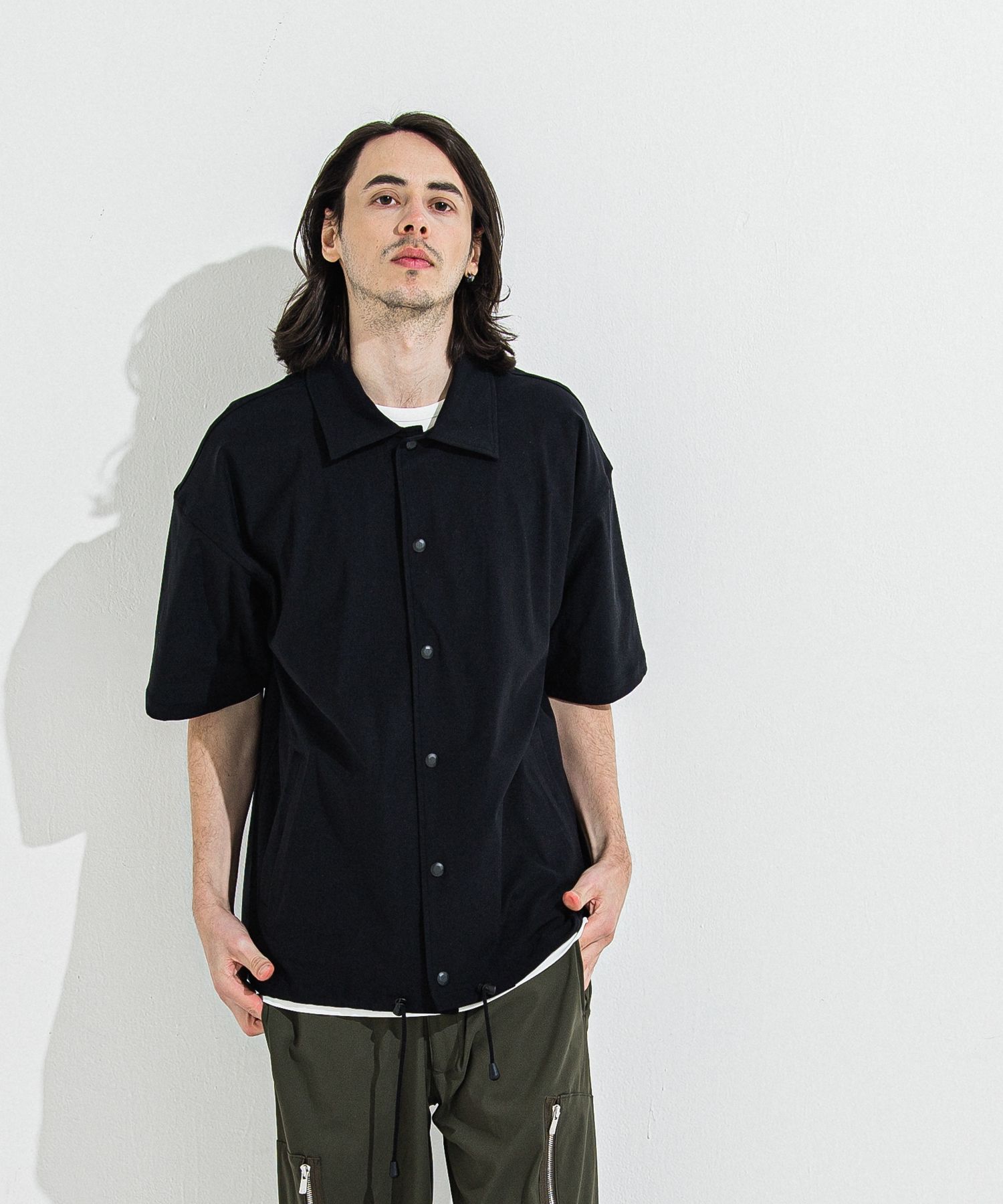 NYLON HALF COACH JACKET / RC36-C-002 / 半袖ナイロンコーチジャケット / ブラック