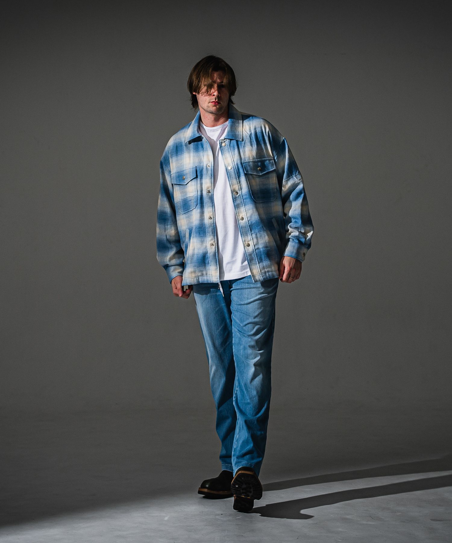 FLANNEL CHECK JK / RC41-JK-006 / フランネルチェックCPOジャケット / サックスブルー (8月下旬入荷予定)