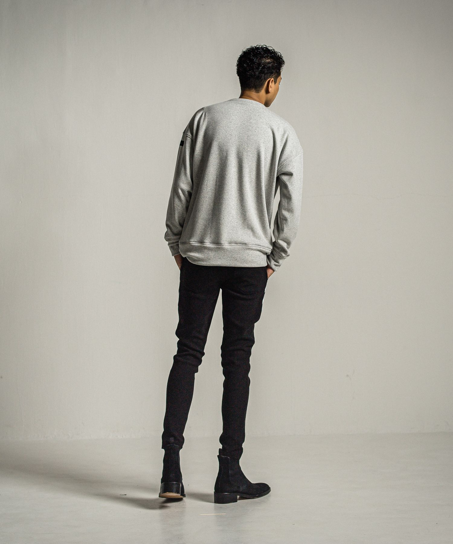 RC CHENILLE VELOURS FLEECE DROP TRAINER / RC34-C-007 / 裏起毛刺繍ワッペントレーナー / グレー