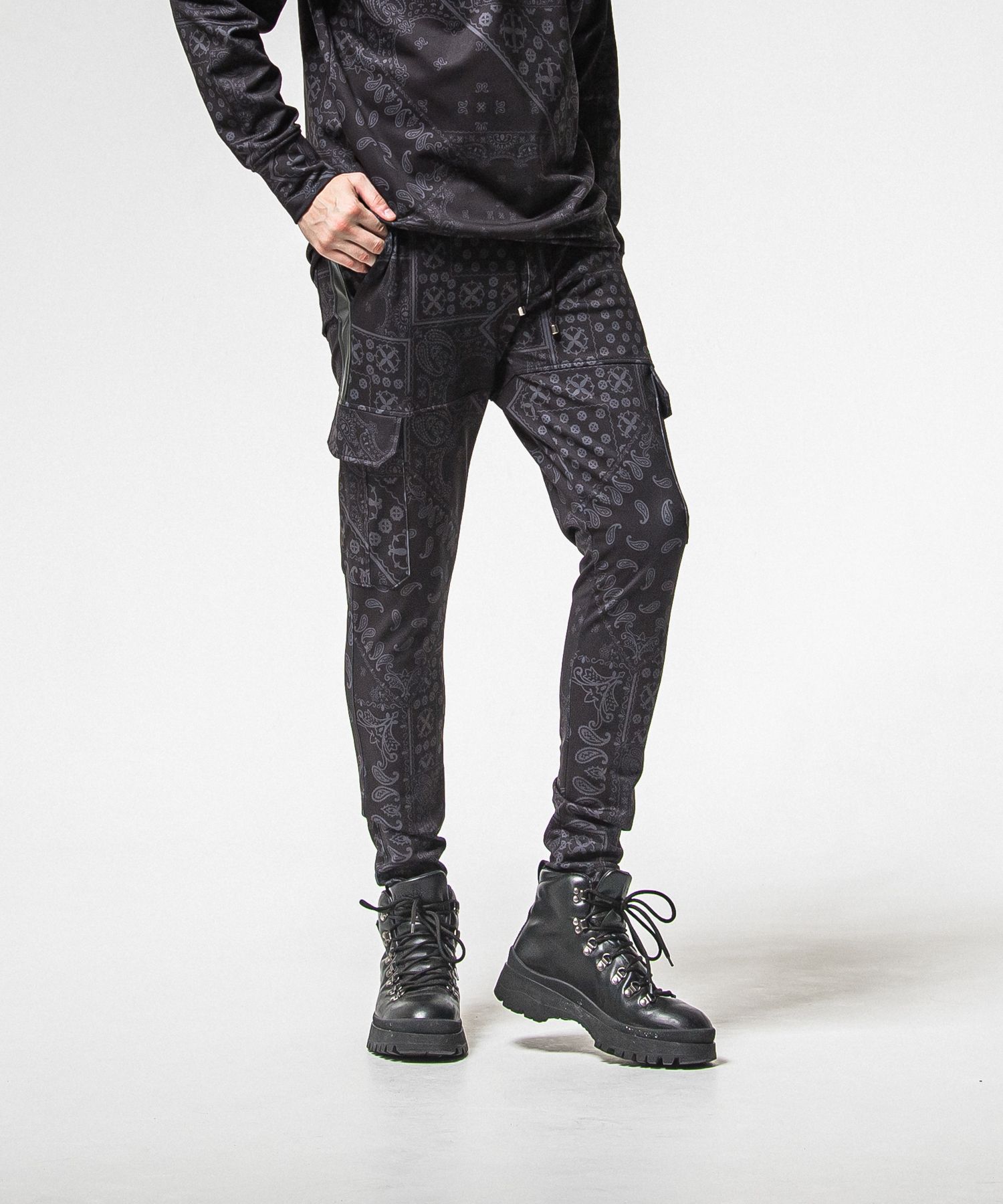 DARRELL HEAT CARGO PT / RC38-ST-010H / 裏起毛カーゴラインパンツ / ペイズリーブラック (11月上旬入荷予定)