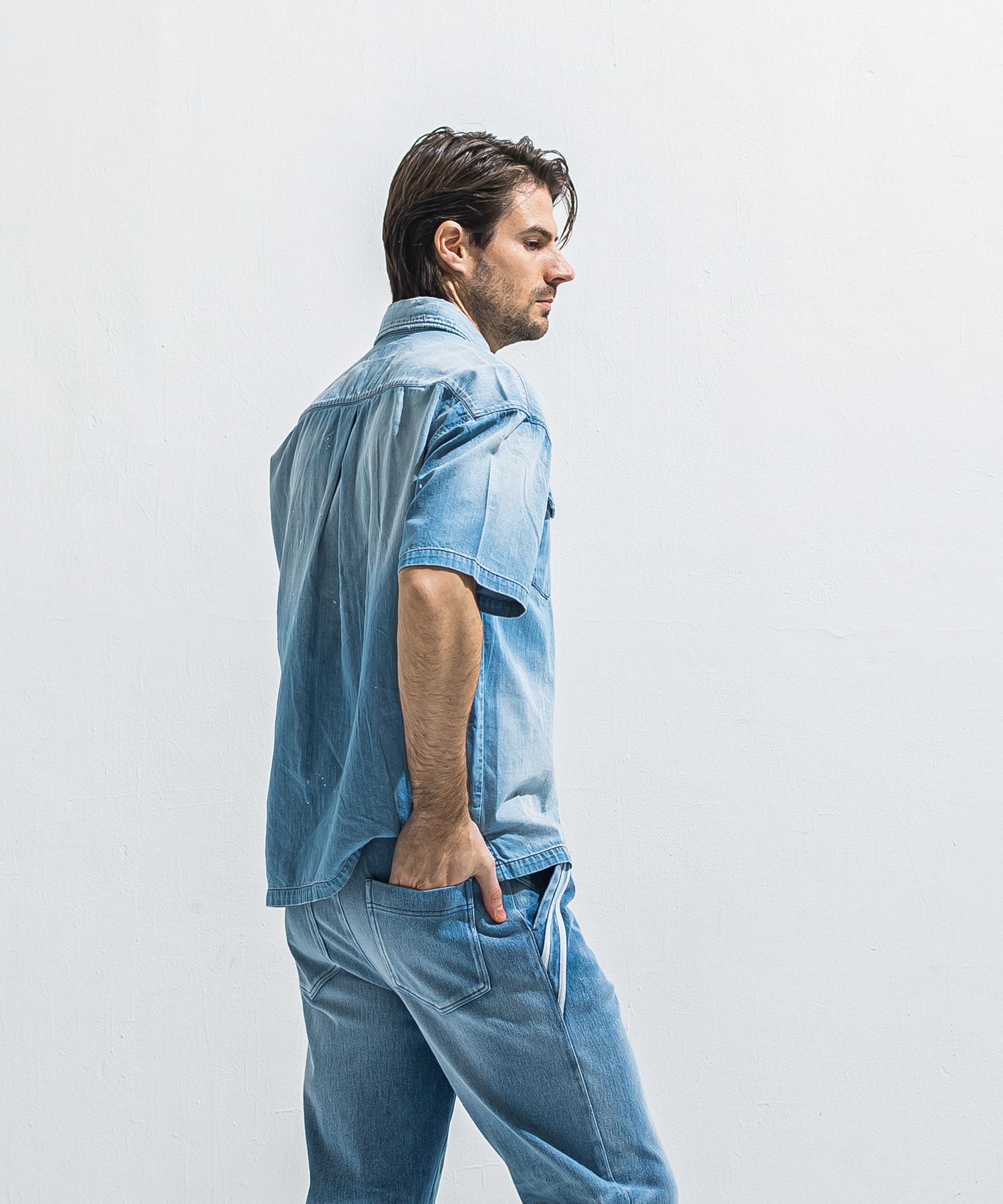 HALF DENIM SHIRTS / RC40-SH-002 / デニム半袖シャツ / ライトインディゴ (6月上旬入荷予定)