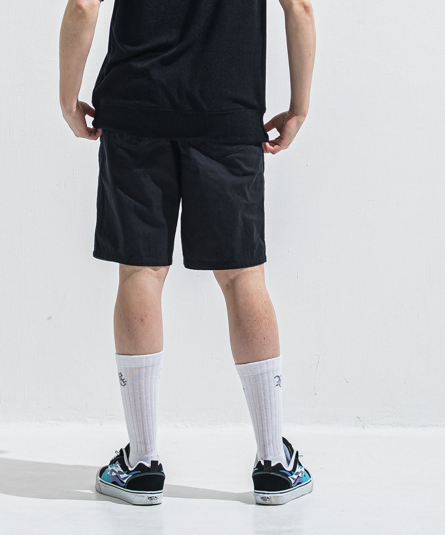 DOUBLE KNEE SHORTS / RC40-HP-007 / ダブルニーデニムハーフパンツ / ブラック (6月上旬入荷予定)